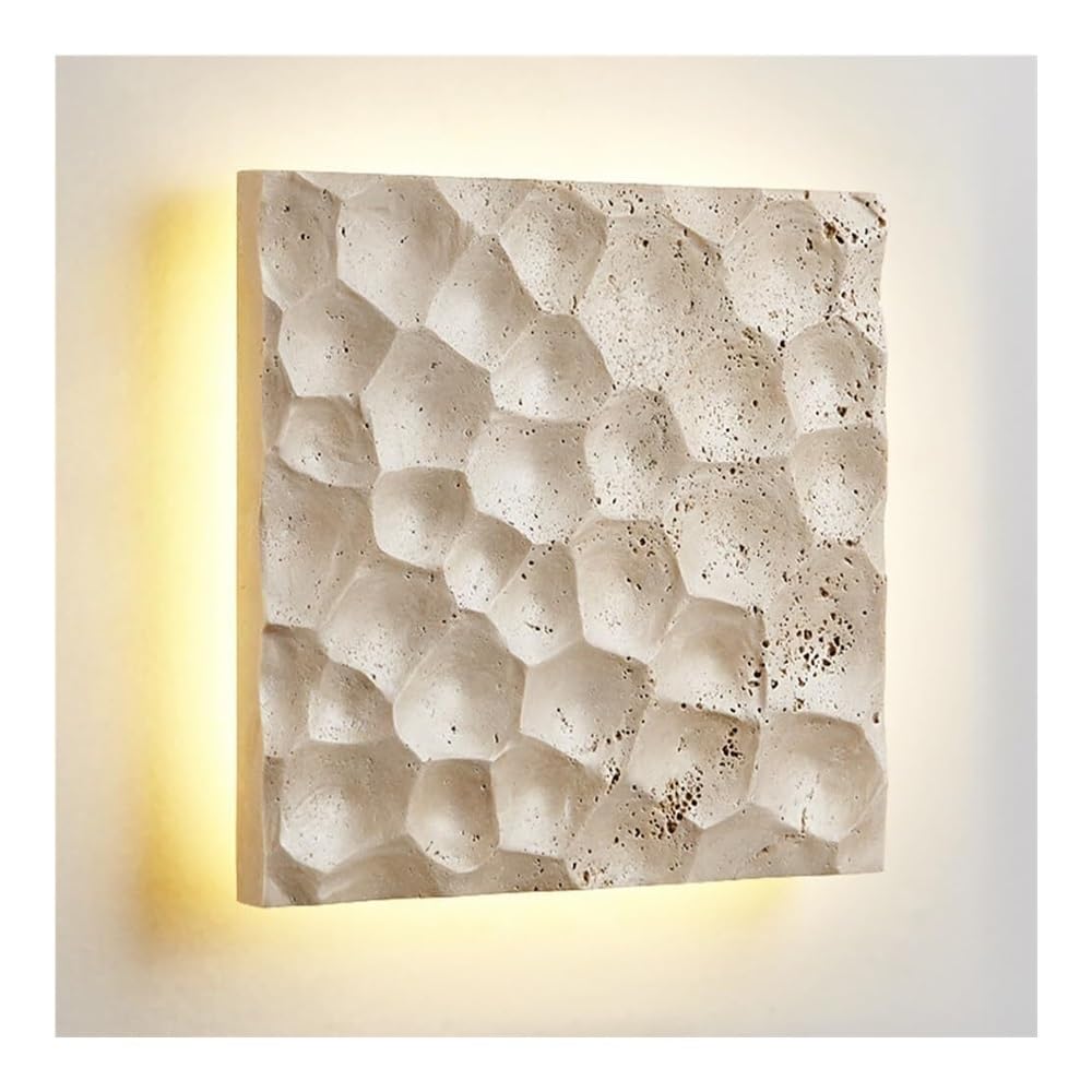 OZBMA Yellow Travertine Wall Lamp Japanese Wabi-sabi Style Light Bedroom Bedside Sconce for Hallway Living Room Stairs Aisle Balcony