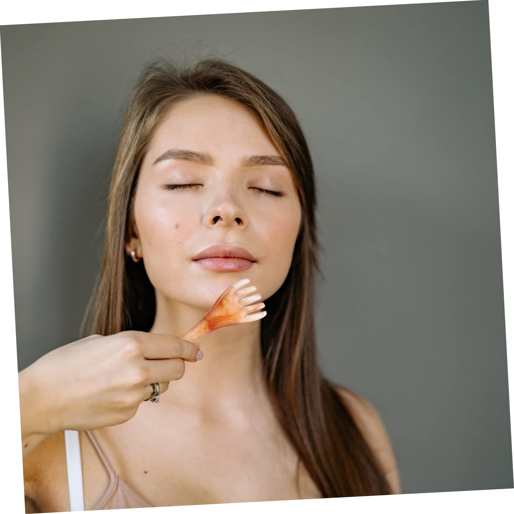 FOMIYES 2pcs Hair Comb Massager Jade Face Scrapper Massage Comb Facial Tools Head Massage Tool Guasha Hair Comb Face Tools Gua Sha Head Comb Elastic Pink Wide Comb Beeswax Miss