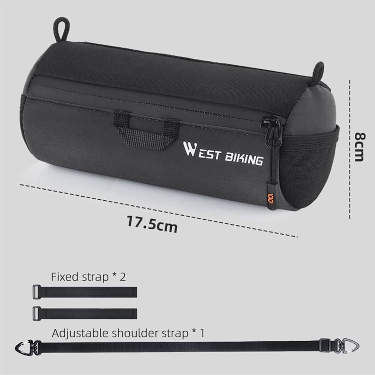 Borsa Manubrio Bici, Borsa Frontale Bicicletta con Spallacci, Leggero E Impermeabile Borsas MTB per Mountain Bike, Bici Da Strada, Bici Da Città, Bici Gravel, Nero 1L