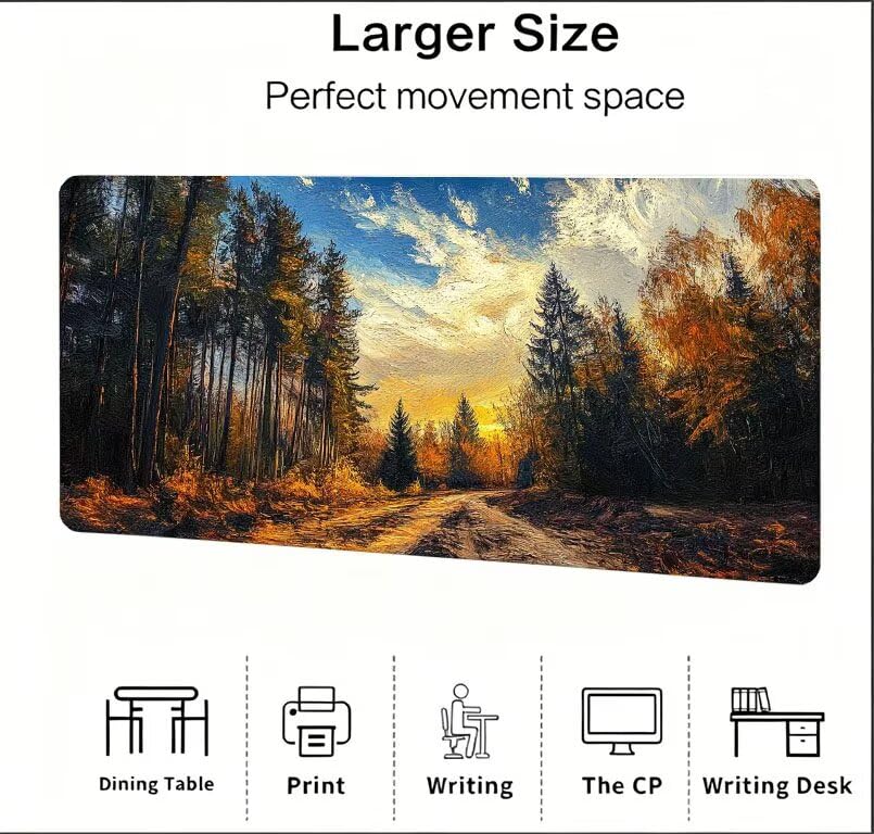 Abstrakcyjna podkładka pod mysz XXL 1200 x 600 x 3 mm, podkładka pod mysz z szerokim lasem podkładka do gier, przyszyte krawędzie, antypoślizgowa gumowa podkładka pod mysz, do biura i gier, prezenty
