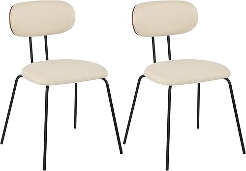 Miniatura 3 de NOBPEINT Mid-Century - Sillas de comedor modernas, sillas laterales de cocina tapizadas de lino con respaldo de madera doblada de nogal, patas de