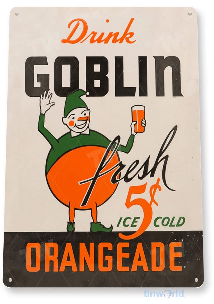 Amazon.com: Tinworld Tin Sign: Goblin Orangeade Retro Soda Cola