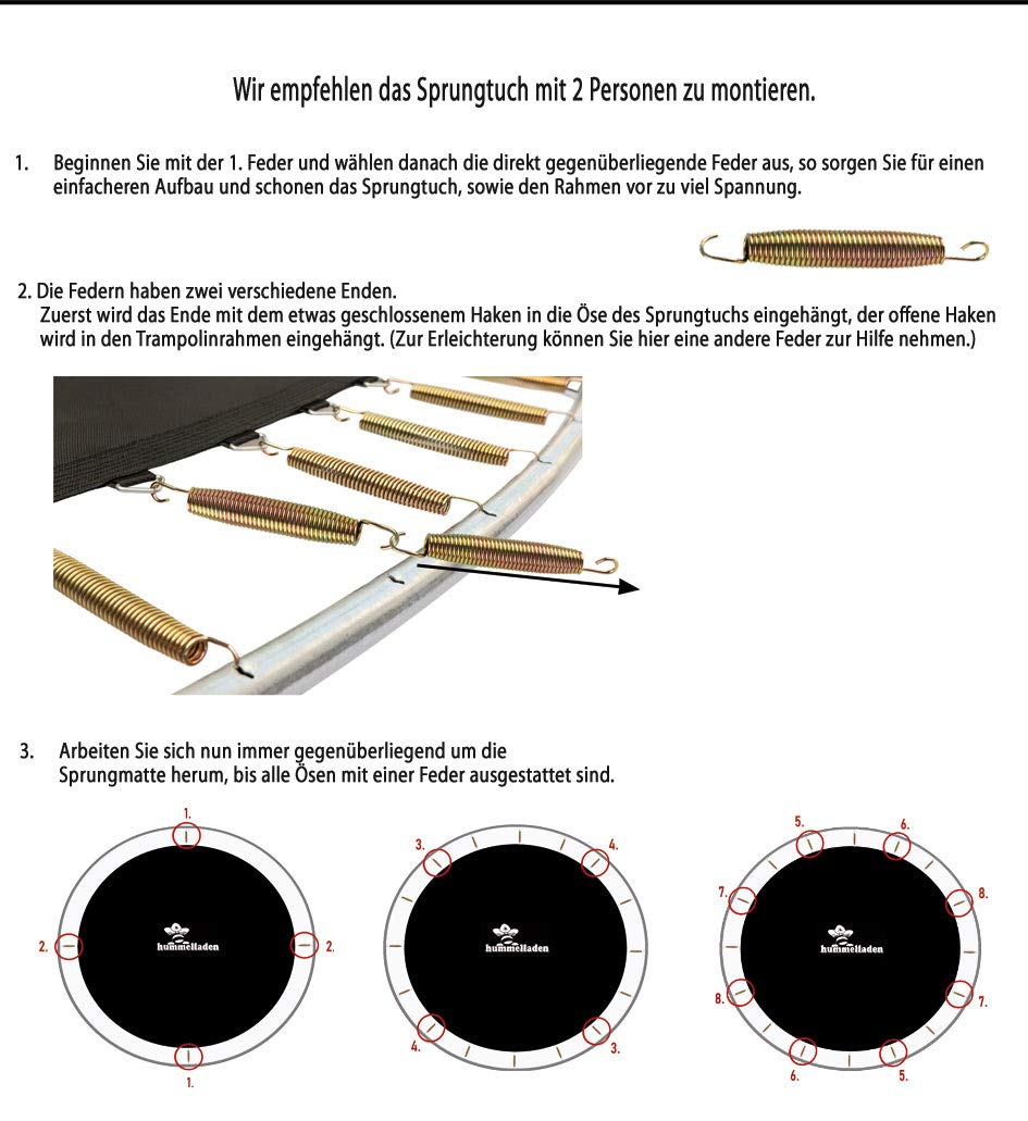 Pièces de rechange pour trampoline - Filet de sécurité - Intérieur et extérieur - Ressorts d'échelle