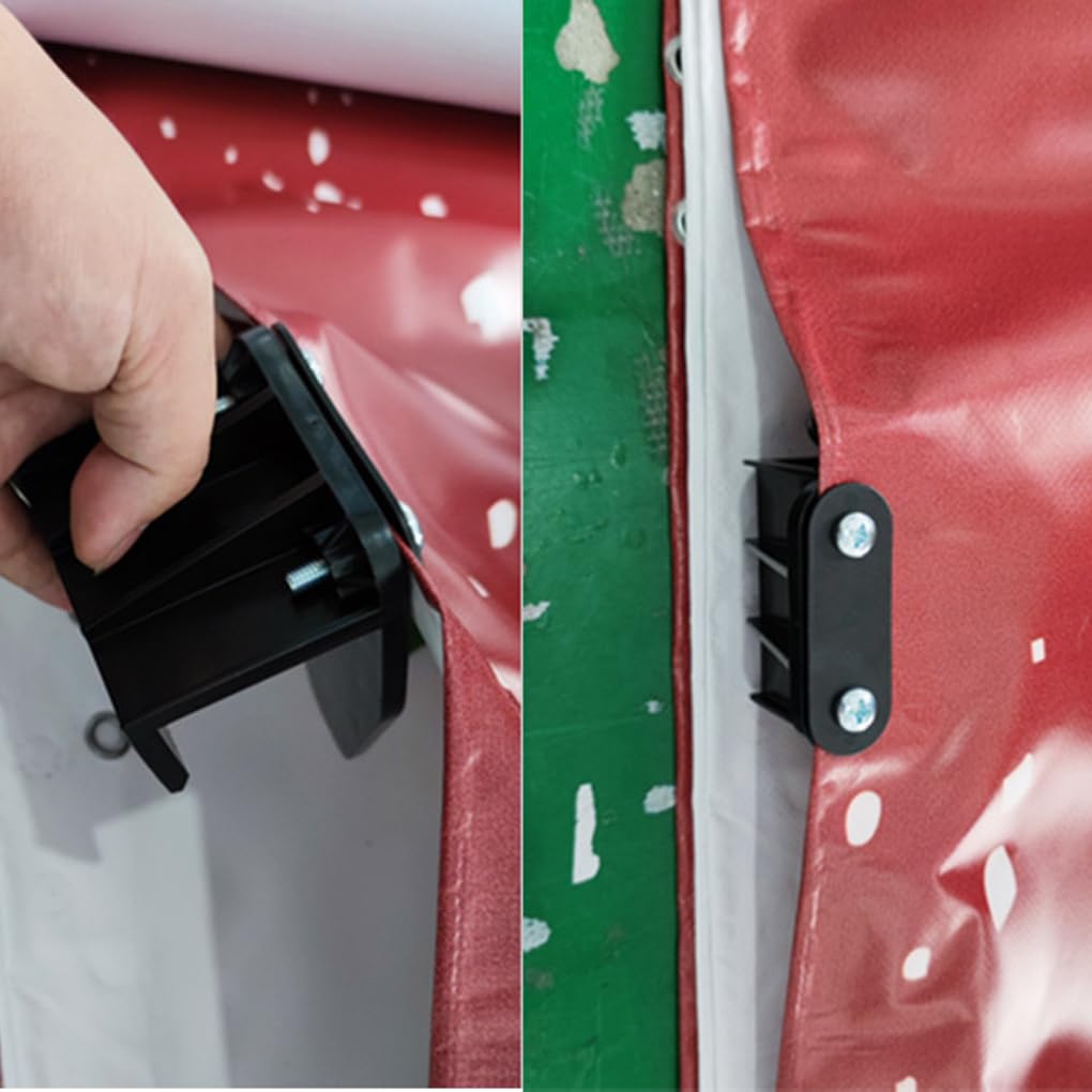 Kit di morsetti e occhielli per l'installazione di striscioni, decorazioni natalizie in plastica per esterni, per porte da garage, 4 pezzi