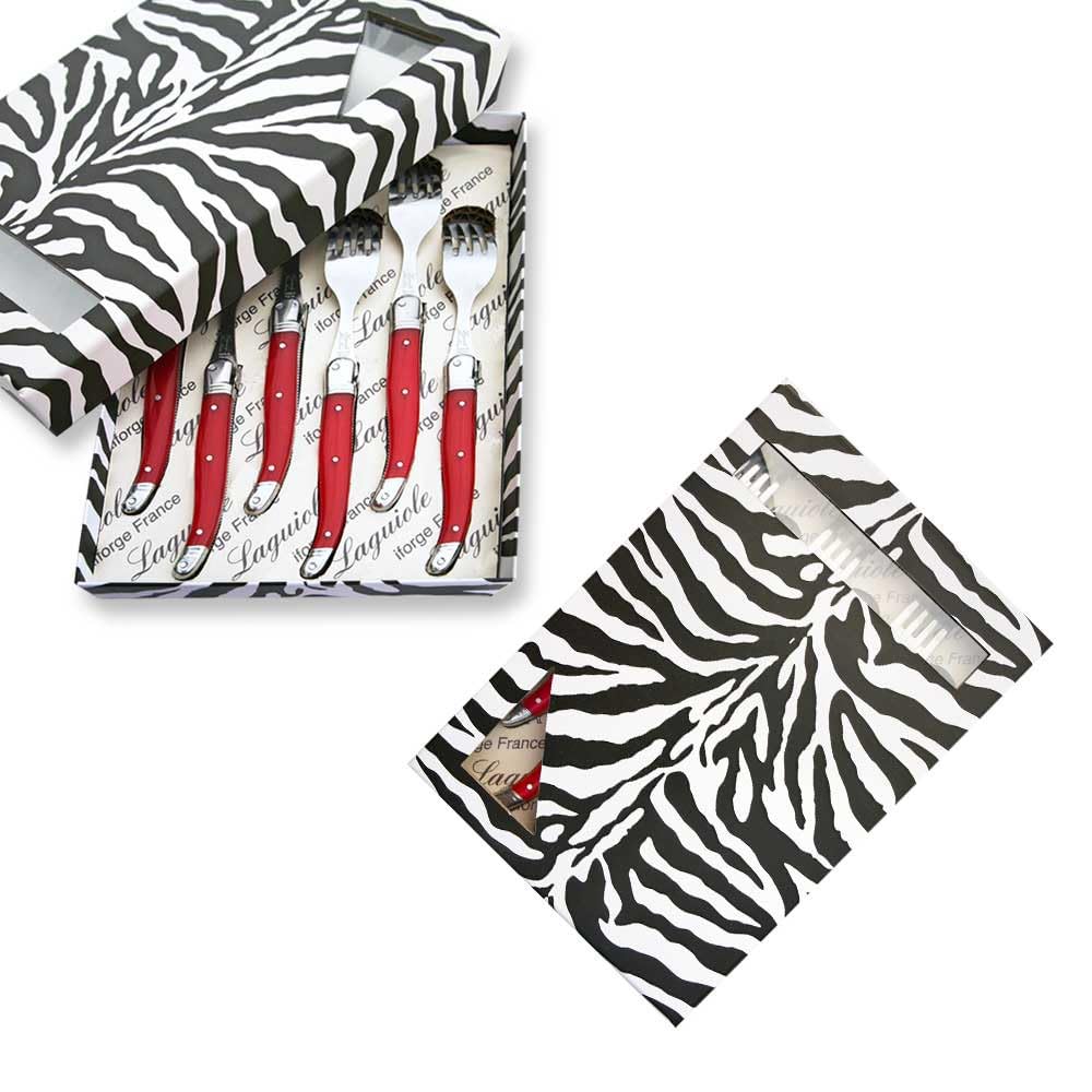 Coffret de 6 fourchettes laguiole ABS de couleur rouge