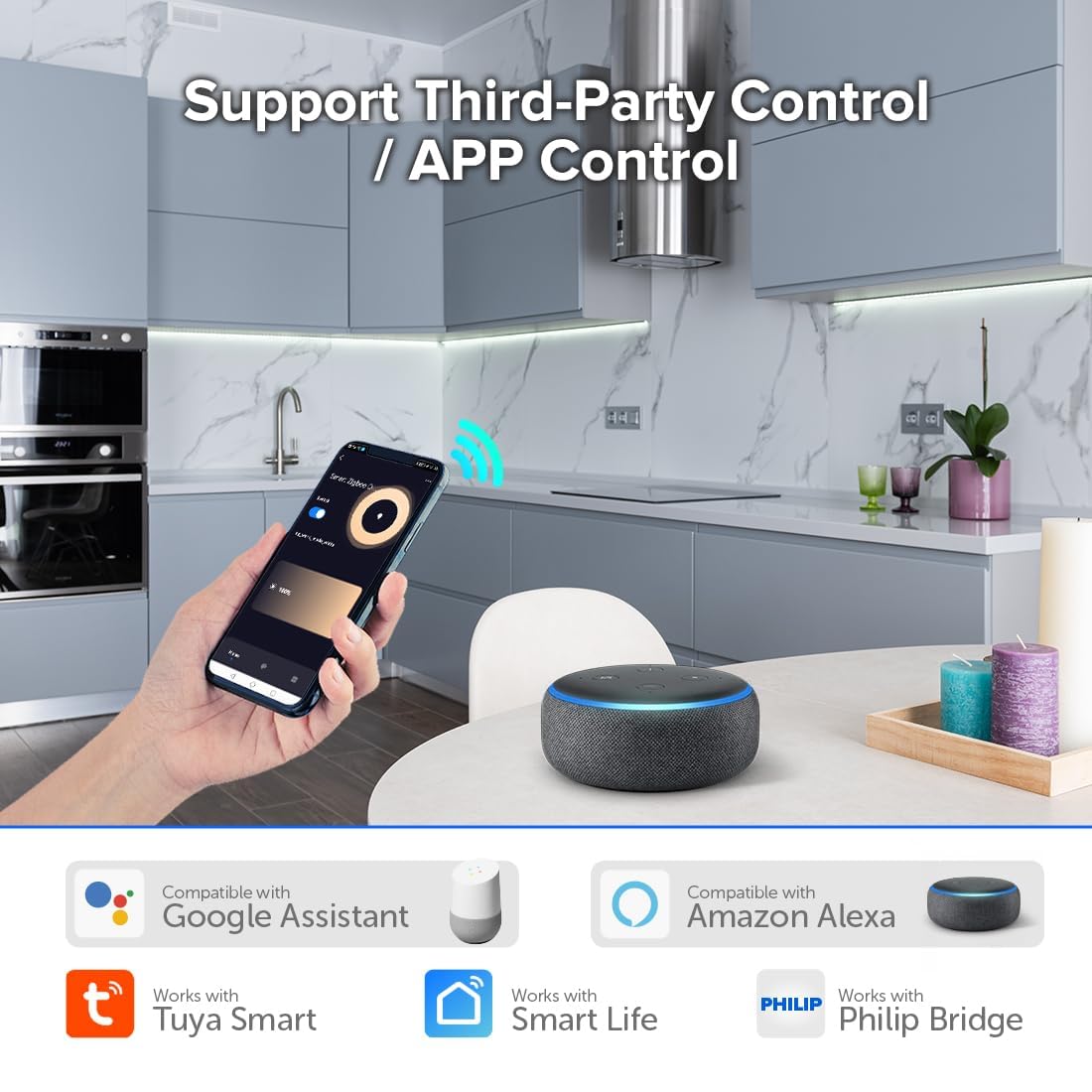 BTF-LIGHTING 2,4 GHz Zigbee 3.0 AC 100-240 V Triac ściemniacz, sterowanie do przyciemnianych taśm LED, żarówek, lamp halogenowych, kompatybilny z Alexa Google Home, sterowanie aplikacją (może nie być