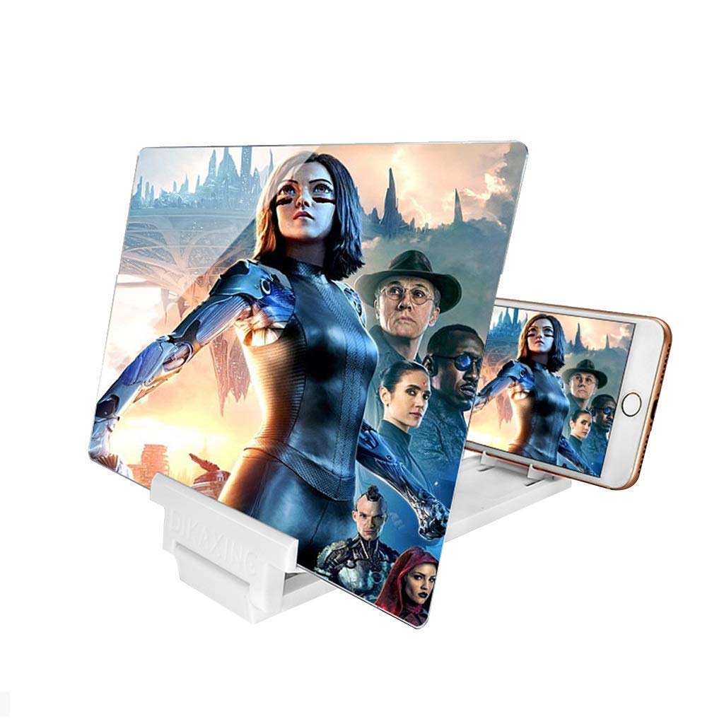 Foldable Stand With 3D Mobile Magnifier Projector For Movies, Videos(White 2,18in)