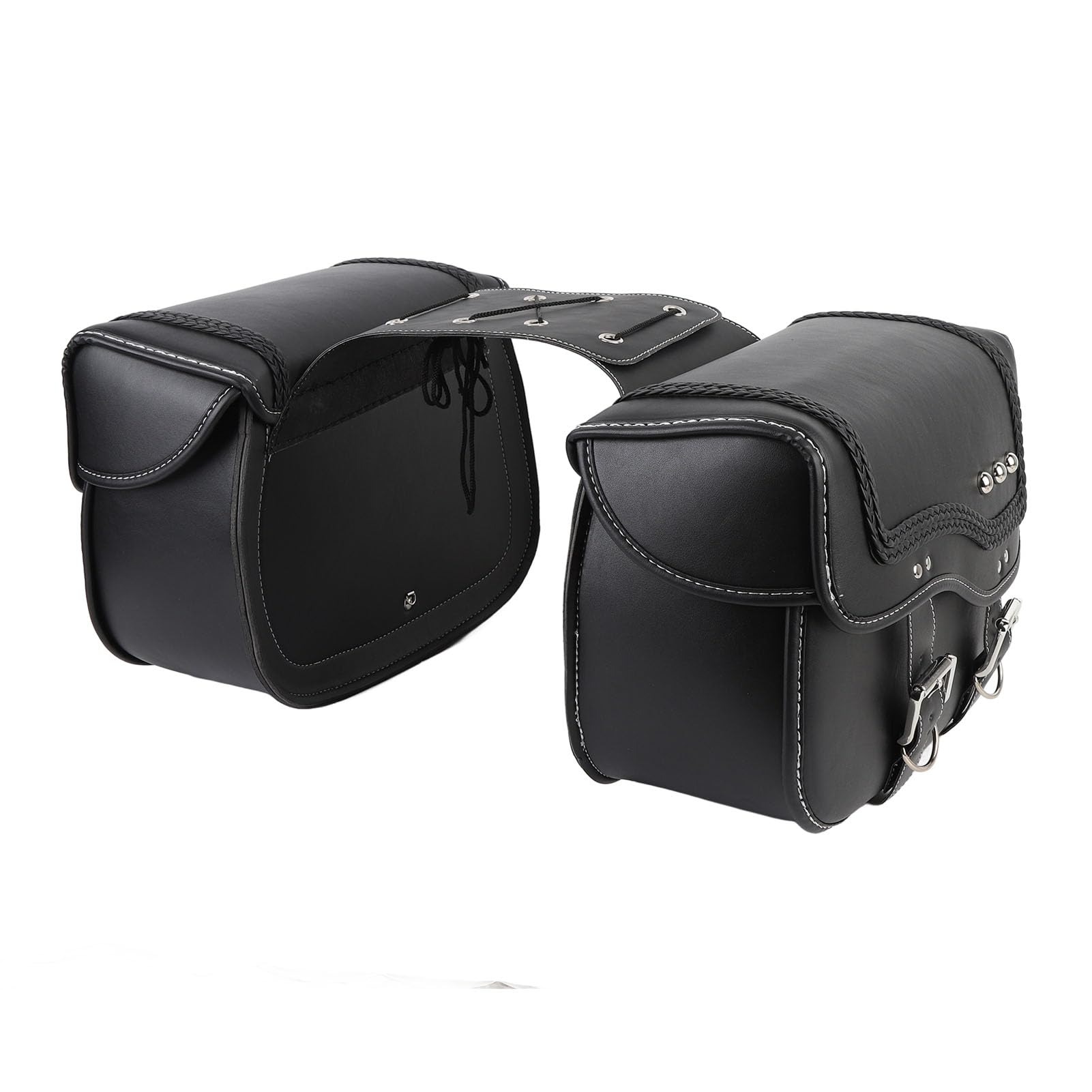 Alforjas de Motocicleta Impermeables Almacenamiento Versátil para Viajeros Cuero PU para Motocicleta de Ajuste Universal