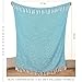 RAJRANG Throw Blanket Cotton with Tassel - 50x60 Inches Soft 100% Cotton Boho Decorative Farmhouse Throw for Bed Sofa Chairs and Couch Caribbean Sea Blue