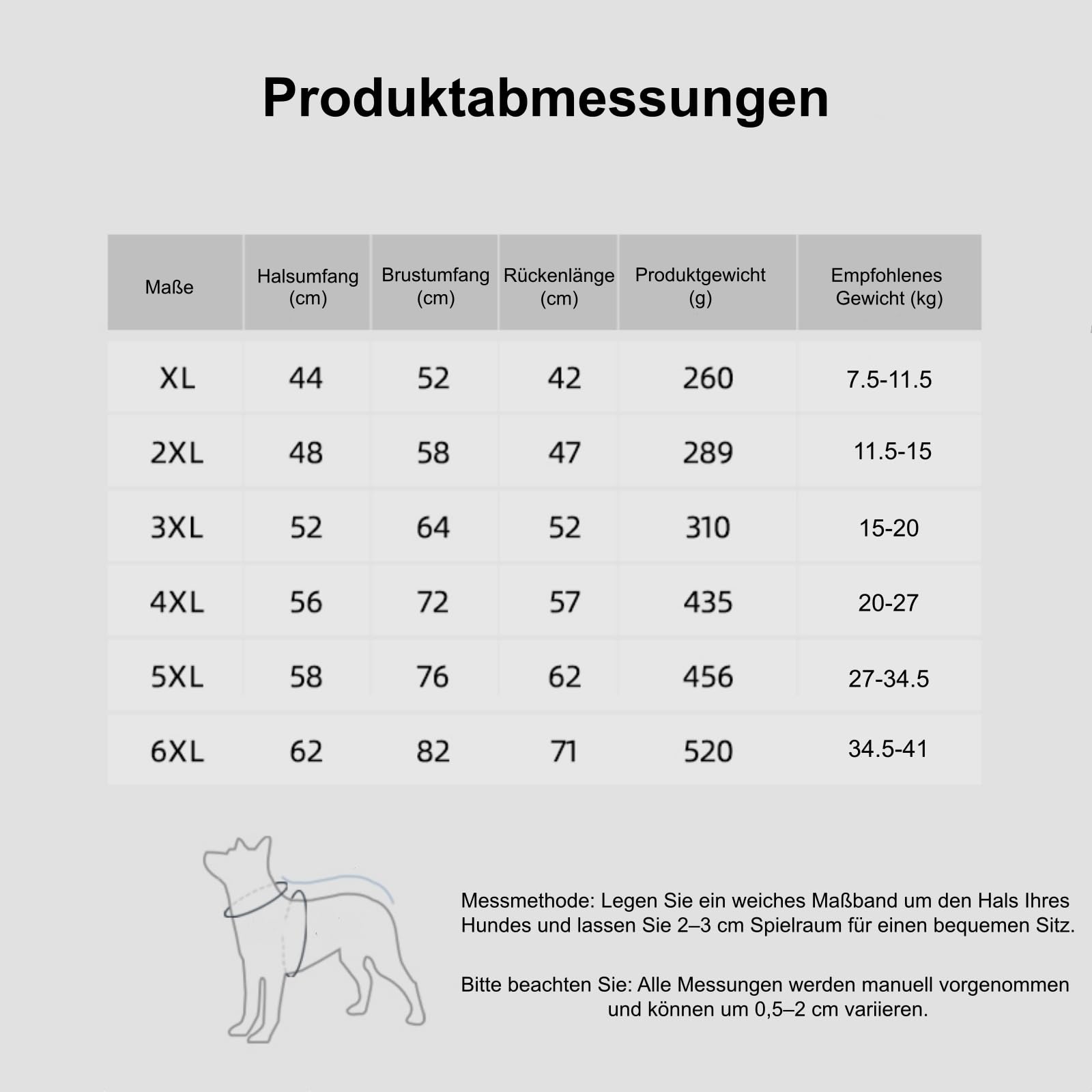 Hundemantel，Schneeanzug Hund，Fleecefutter, Reflektierenden Elementen und Fellkragen für Wanderungen, für Mittelgroße und Große Hunde (6XL,Meteoritgrau)