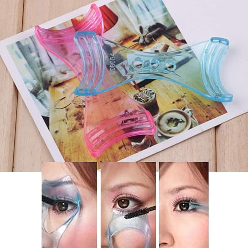 Miniatura 8 de 2pcs máscara de pestañas peine aplicador plantilla delineador de ojos modelos guía plantilla plantilla herramienta (color al azar)