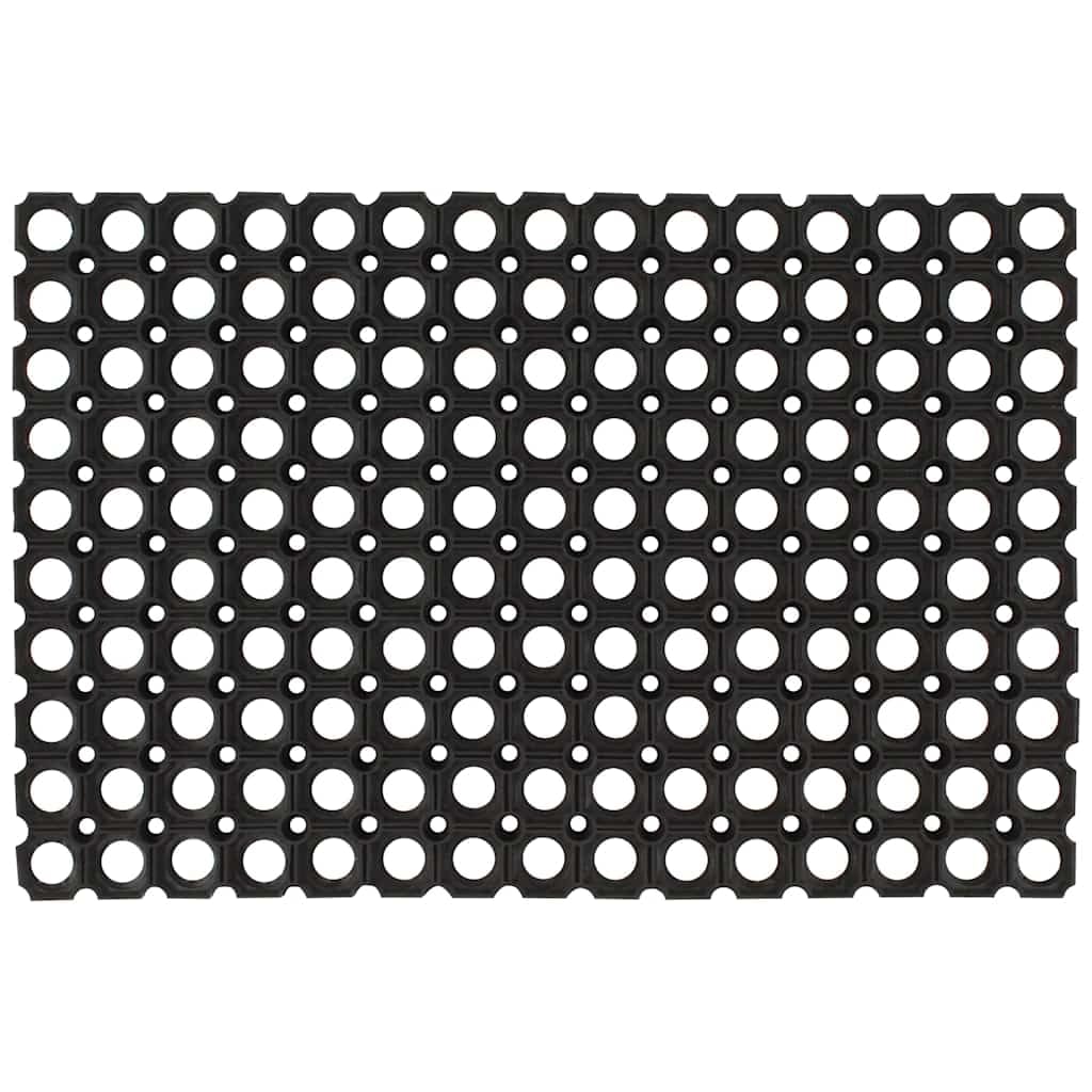 Felpudo rectangular de goma 60 x 80 cm con agujeros de drenaje, antideslizante, para entrada, pasillo, casa, terraza, balcón, jardín, interior y exterior, para eliminar la suciedad y la
