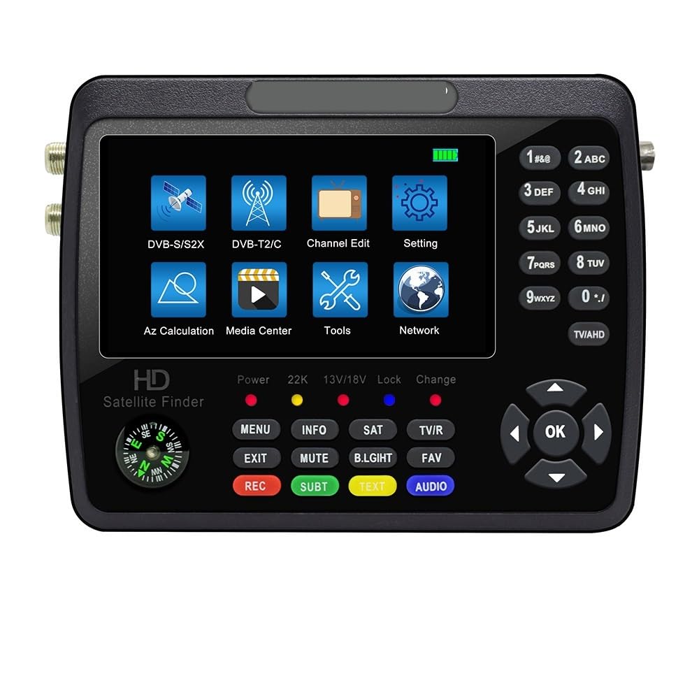 Satellite Finder, V10 Finder Pro+ Satellite TV Finder Meter DVB-S/S2/S2X/T/T2/C/H.265+AHD(8MP) 4.3inch PK V8 Finder Pro 2 Sat Finder