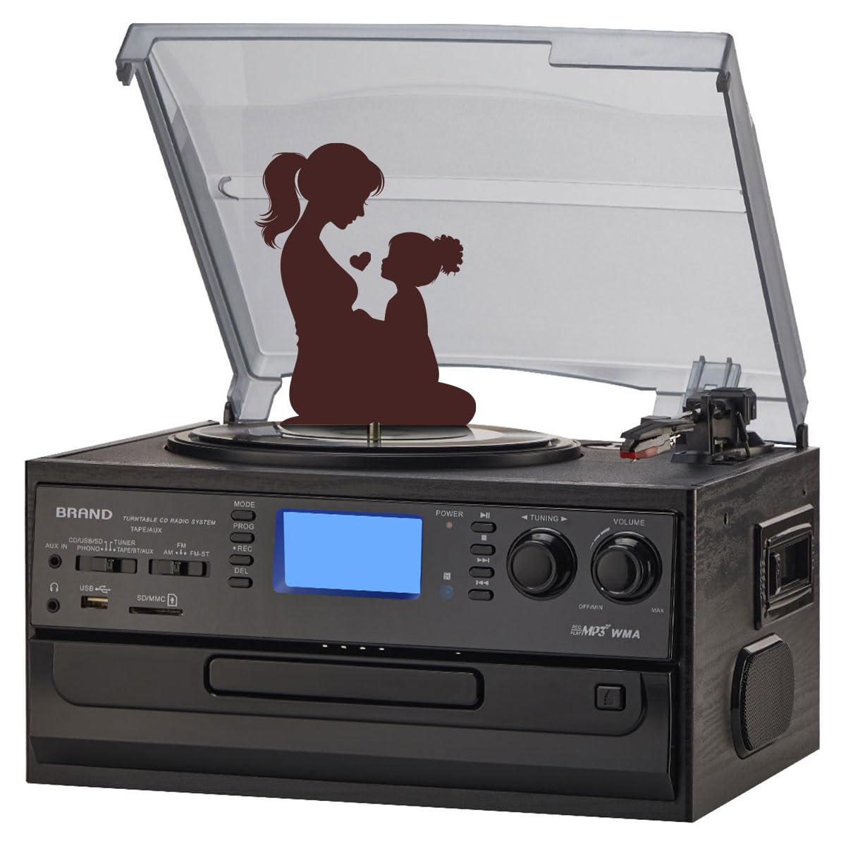 ORCC 10-in-1 Bluetooth Turntable Record Player with Built-in Speaker, Vinyl Turntable CD Cassette and FM/AM Radio Combo, AUX in RCA Out USB MP3 Recording Headphone Jack Compact