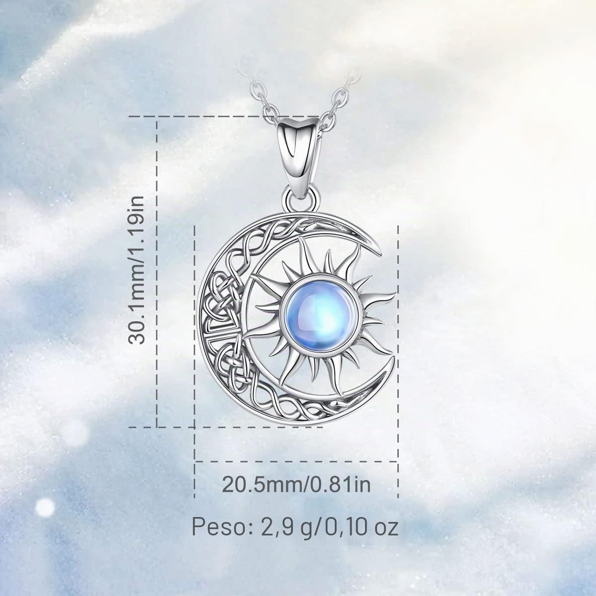 AEONSLOVE Collana Gatto e Luna per Donna Ragazza, Collane Luna e Sole Ciondolo Pietra di Luna Argento 925, Regali per Amanti dei Gatti Gioielli Gatto Nero Wicca