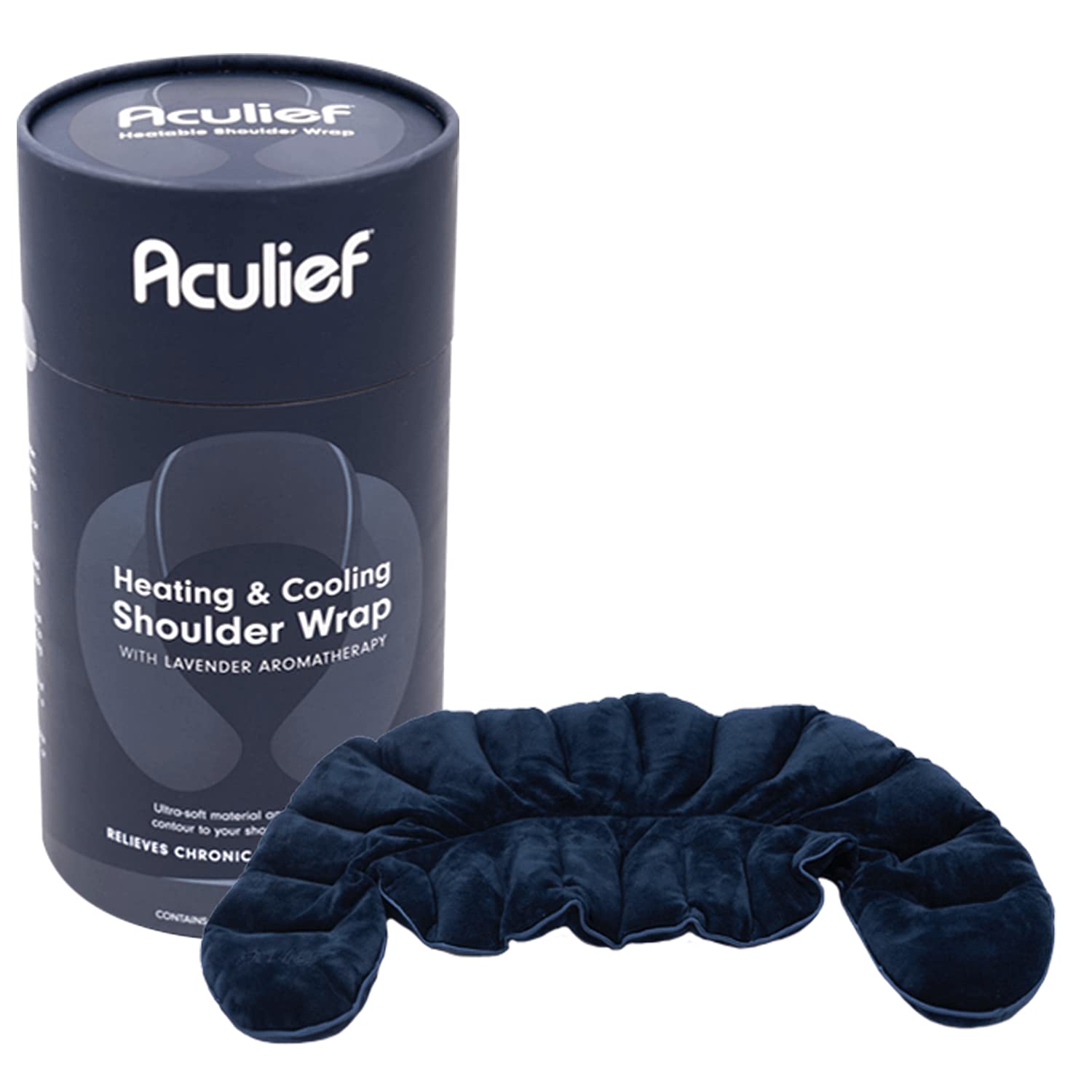 Aculief Heating and Cooling Shoulder Wrap W/Lavender Aromatherapy | Wearable Hot & Cold Pad for Shoulder & Neck | Relieves Pain, Tension, Tightness, & Stress | Microwave or Freezer-Ready (Blue)
