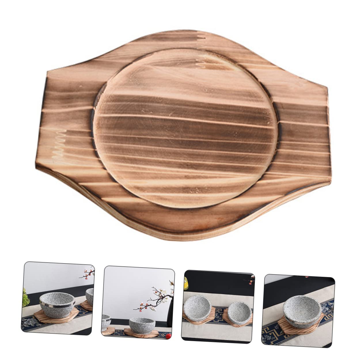 Amosfun 10st Schale Aus Stein - Schüsselmatte Aus Stein Rundes Tablett Tischsets Für Den Esstisch Essmatte Topfuntersetzer Für Heiße Untersetzer Topfhalter Kreistablett Rührschüsseln Holz