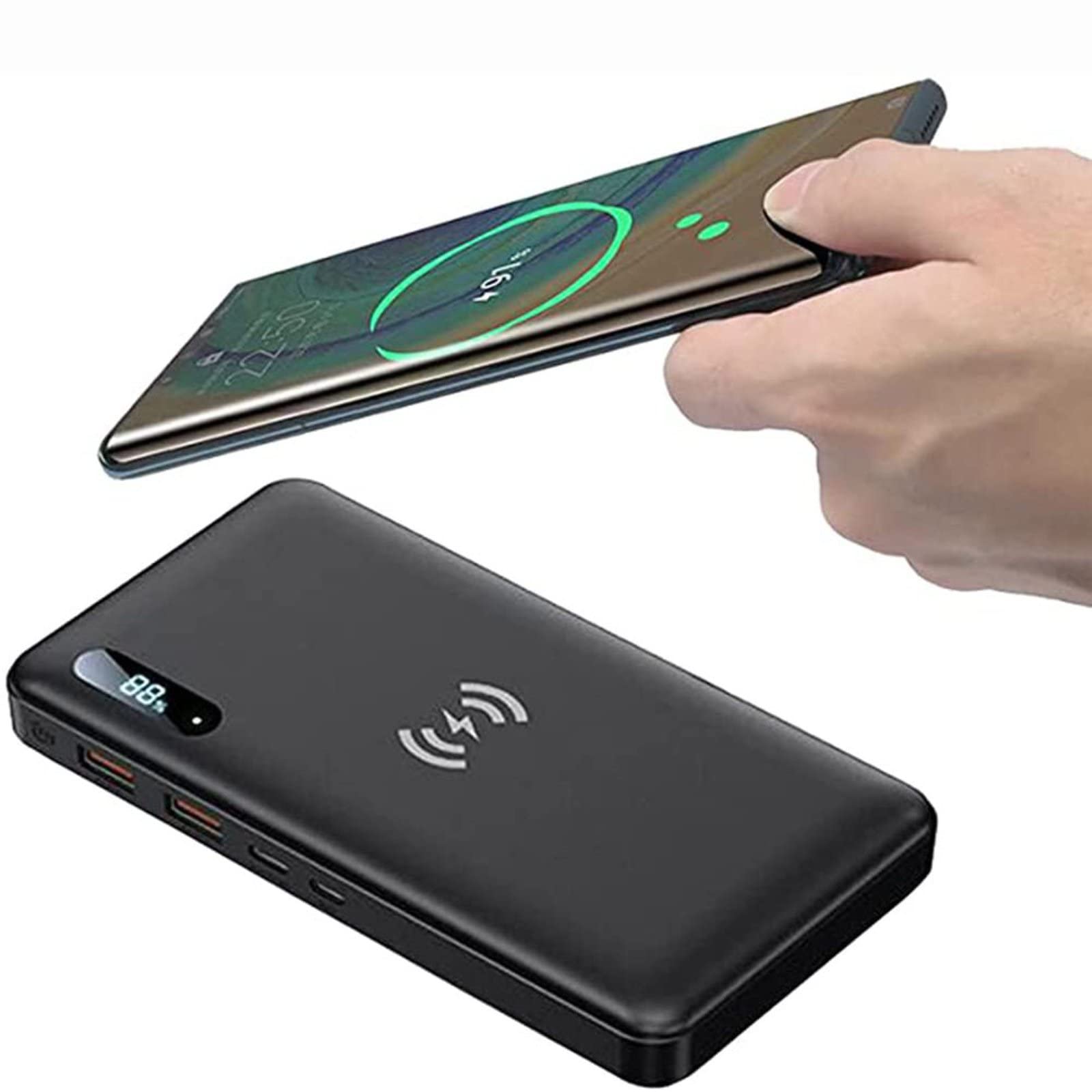 Móvil Portátil Batería Externa Power Bank inalámbrico 30000Mah PD 65W/15W Cargador portátil QC3.0/QC4.0/SCP Carga rápida con 2 entradas y 3 Salidas (Qi y USB C) Batería Externa para teléfono