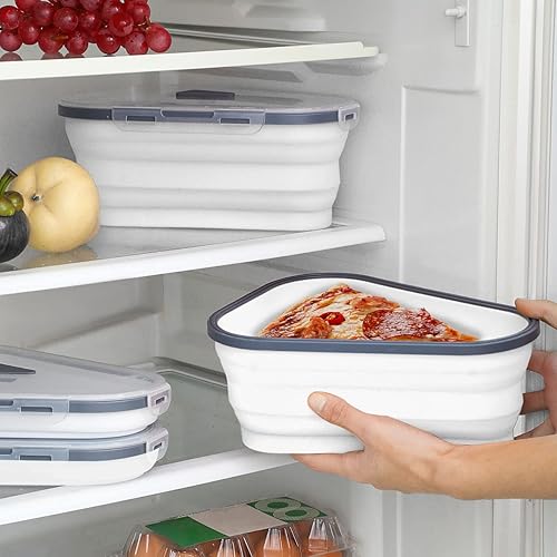 Contenedor de pizza, contenedor de silicona para pizza, contenedor de pizza de 5 platos, almacenamiento de pizza reutilizable, contenedor expandible