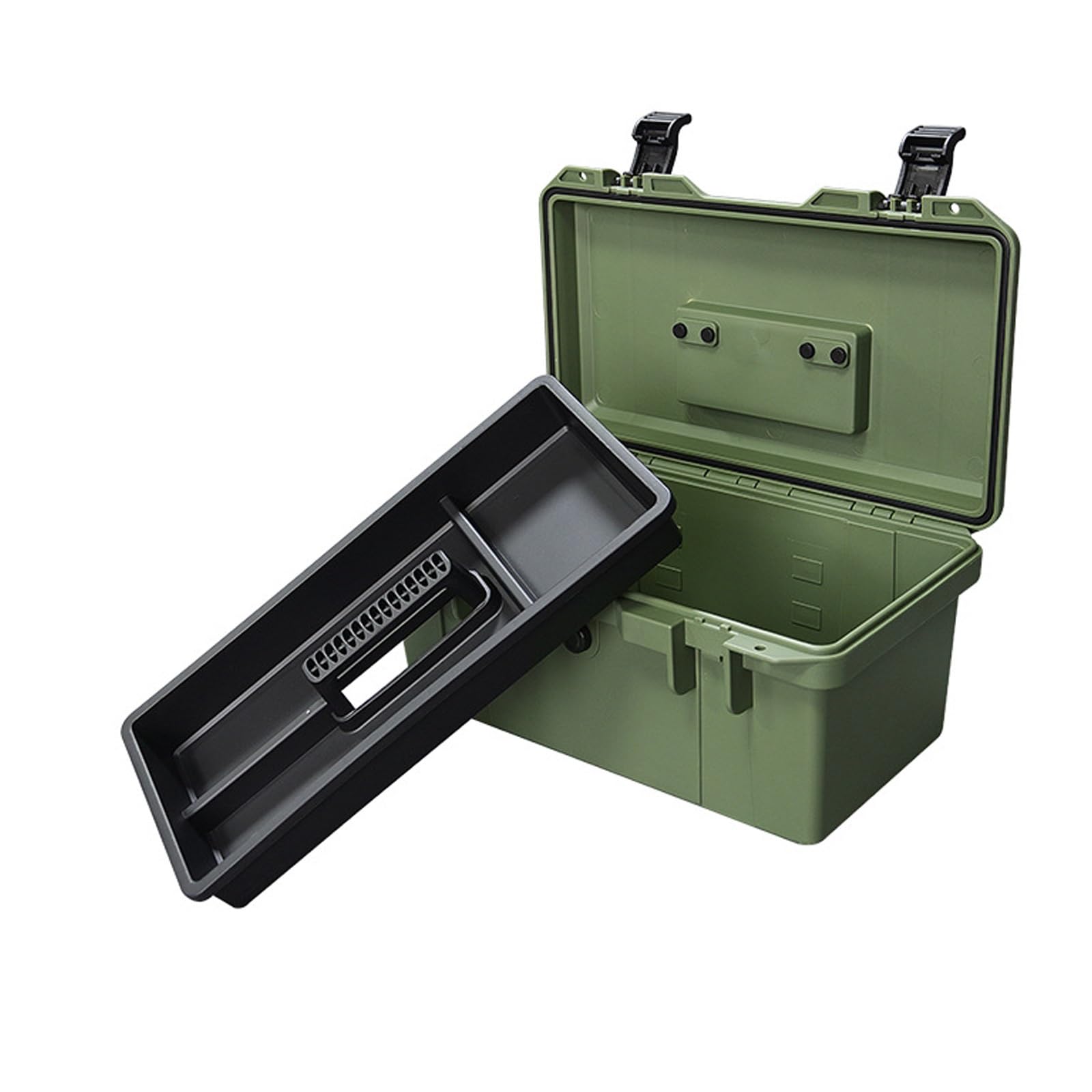 Cassetta degli Attrezzi Portatile da 16" con Vassoio Rimovibile, Cassetta degli Attrezzi Resistente con Chiusure,Organizer for Piccole Parti nel Coperchio(Green,22'')