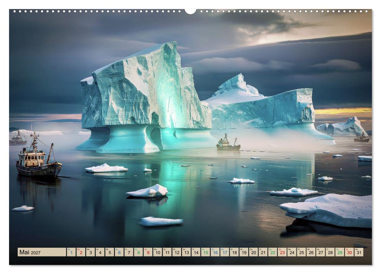CALVENDO · Eisberge in Langzeitbelichtung (Kalender 2027) | DIN A2 Querformat · Wandkalender · Langzeitbelichtungs‑Motiv, das die majestätische Ruhe der Arktis sichtbar macht