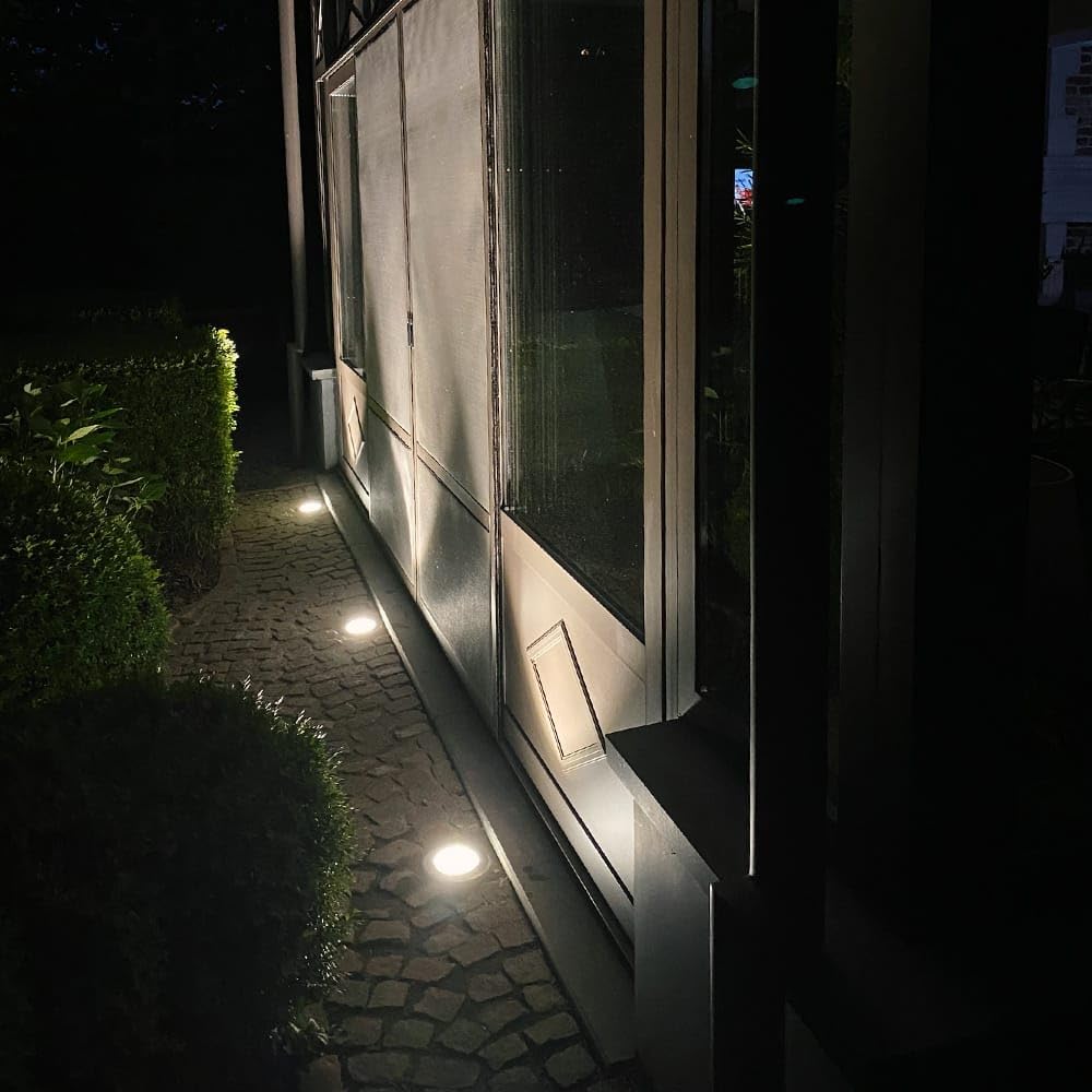 HOFTRONIC - 6er Maisy Terrassen Einbaustrahler GU10 Edelstahl Rund 4 Watt 345 Lumen Boden Licht 4000K Neutralweiß LED Einbauleuchte IP67 Wasserdicht - Dimmbarer Bodeneinbauleuchte außen