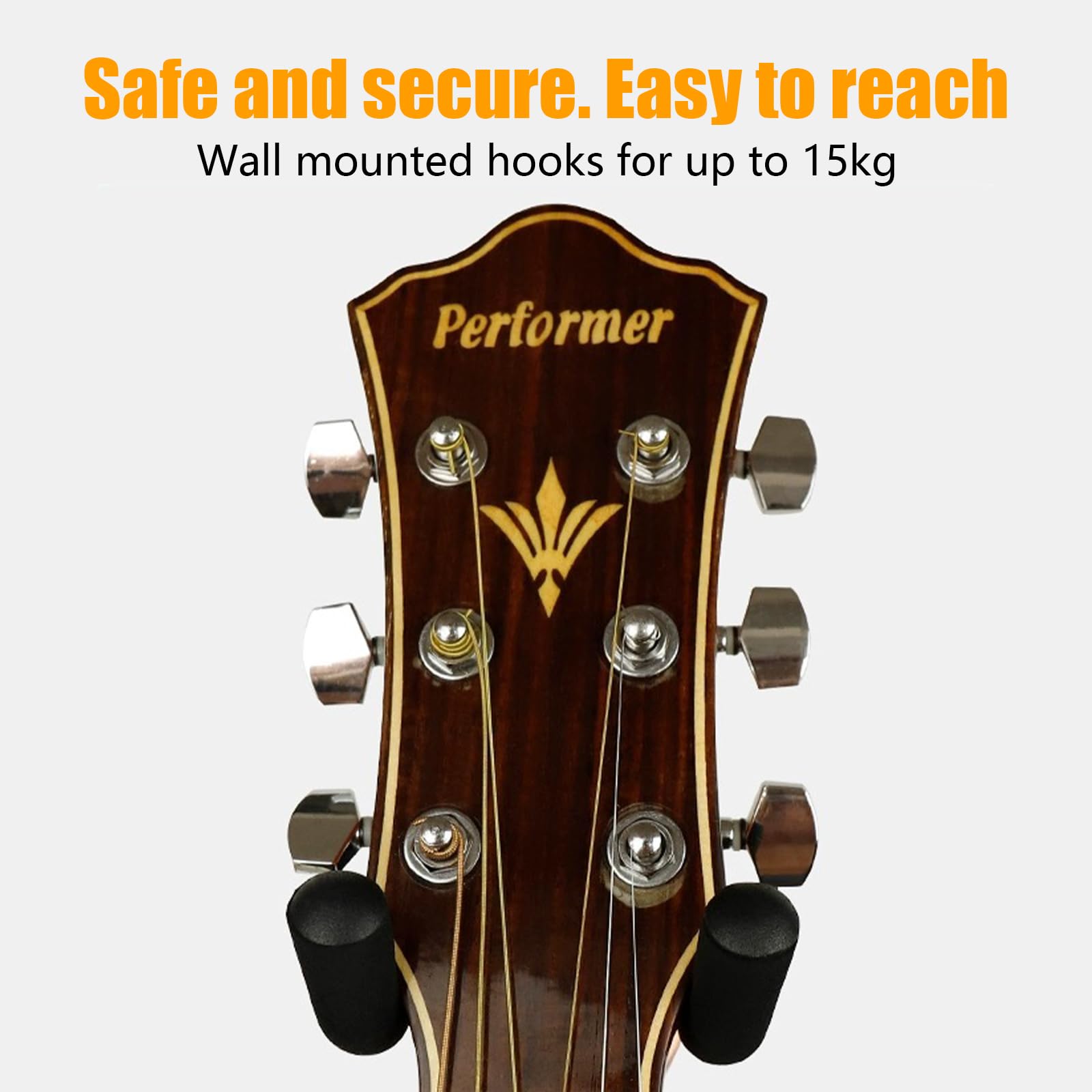Support Guitare Mural avec éponge de Protection, Accroche Guitare Mural en Métal, Porte Guitare Mural Hooks pour All Guitares, Basse, Banjo, Avec vis
