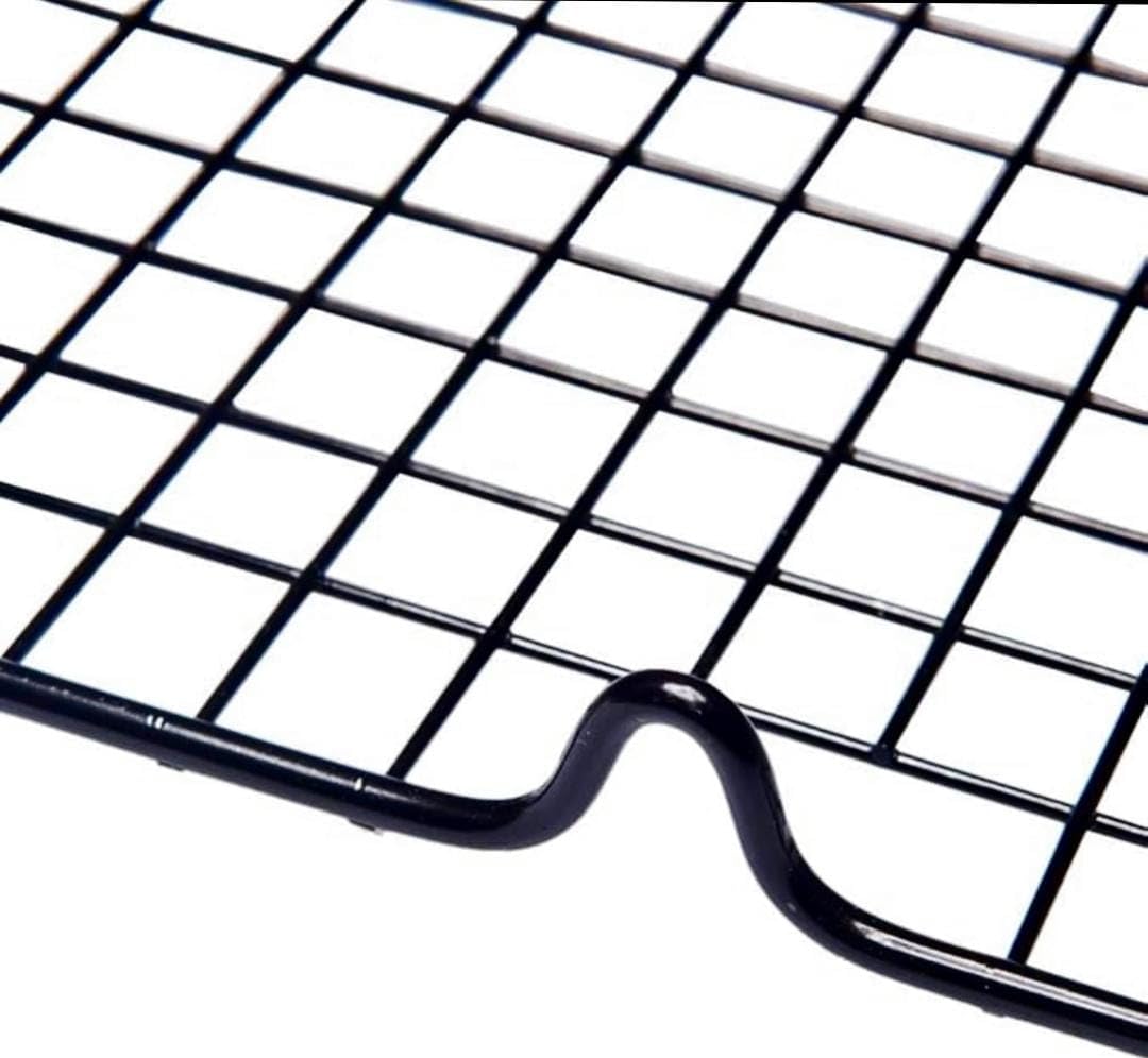 Shoppers Hub PNQ BBQ Net Grill Rectangle Medium Size (28cm x 25cm x 2cm) Teflon Coated Cooling Rack Baking Tool for Use in Homes, Bakery, Restaurants, Cafes and Other Commercial Outlets. Black 2