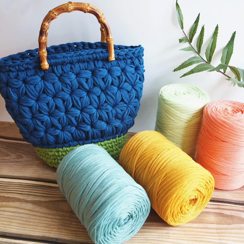 Bolsa tejida a mano de 250 g y 6 mm for mujer, hilo de ganchillo de color suave y grueso, for sofá, cojín, bolso de mano(Light purple)