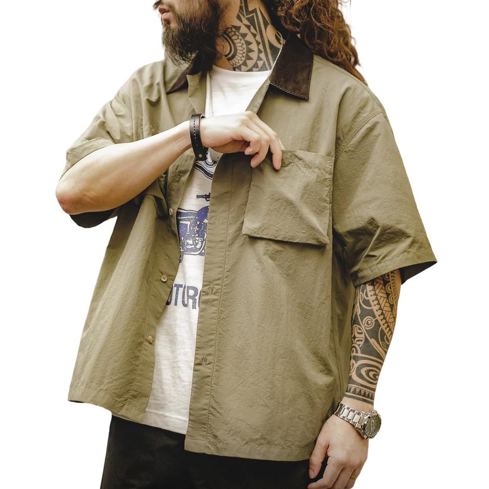 Camicie da pesca da uomo Button Down Manica corta Asciugatura rapida Raffreddamento Escursionismo Camicia leggera da viaggio