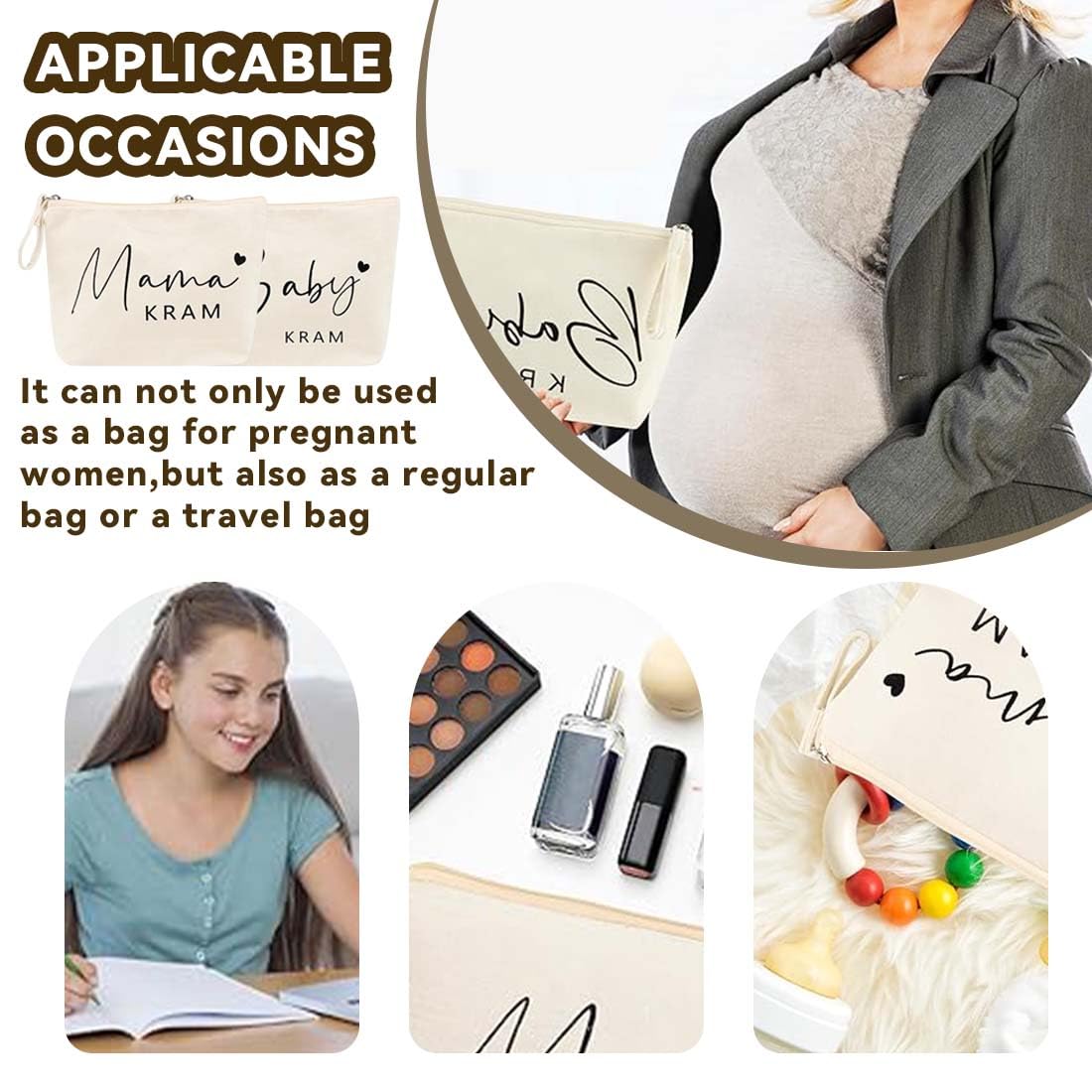 Trousse Per Trucchi Personalizzata Per Donne, Borsa Per Mamma Con Chiusura Lampo, Bianco
