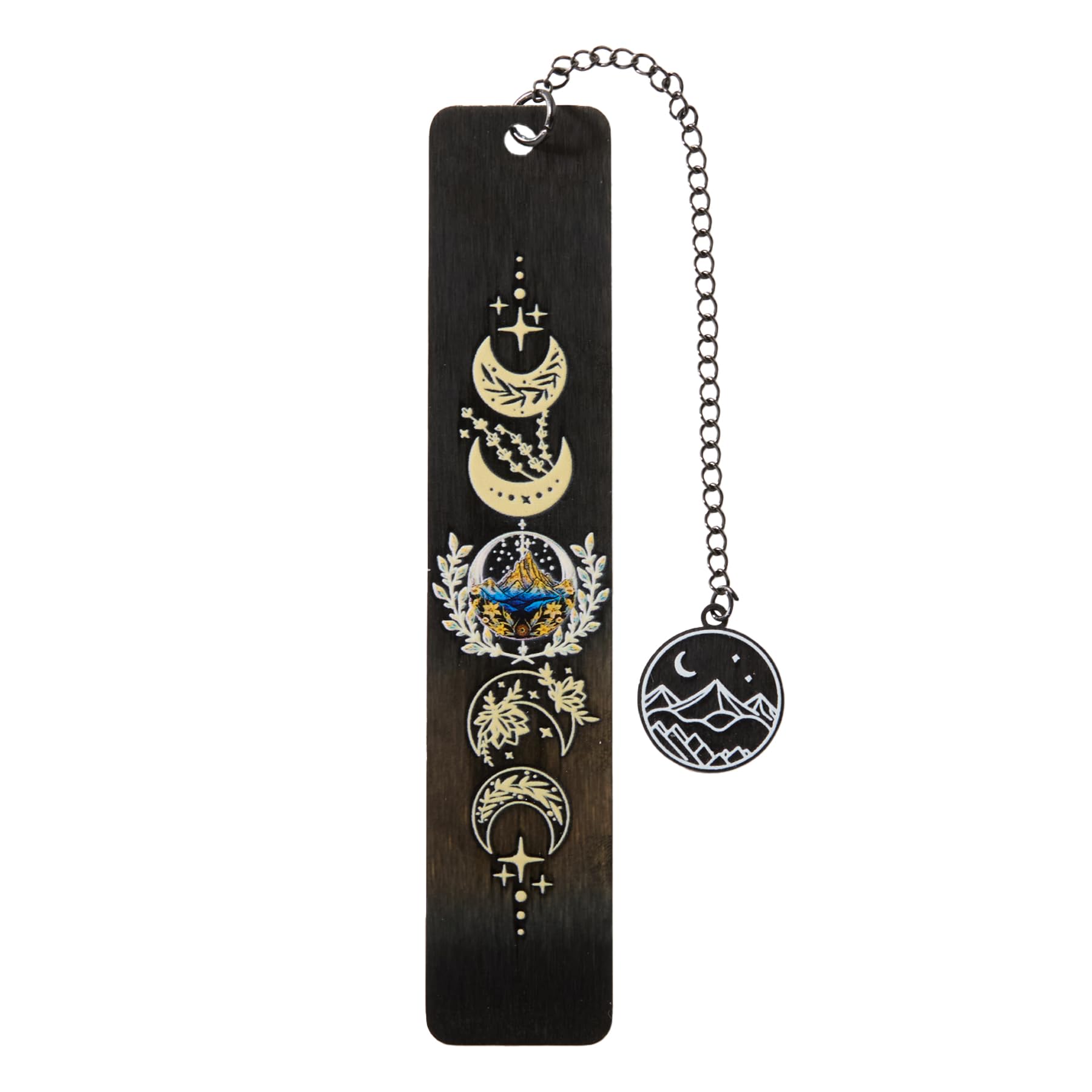 Moon Bookmark - Metal Bookmark, Book Marks for Adults, Witch Bookmarks, Stainless Steel Celestial Bookmarks, Inspirational Creative Moon Mountains Book Marks,Mystical Witch Astronomy Inspired Mark (D)