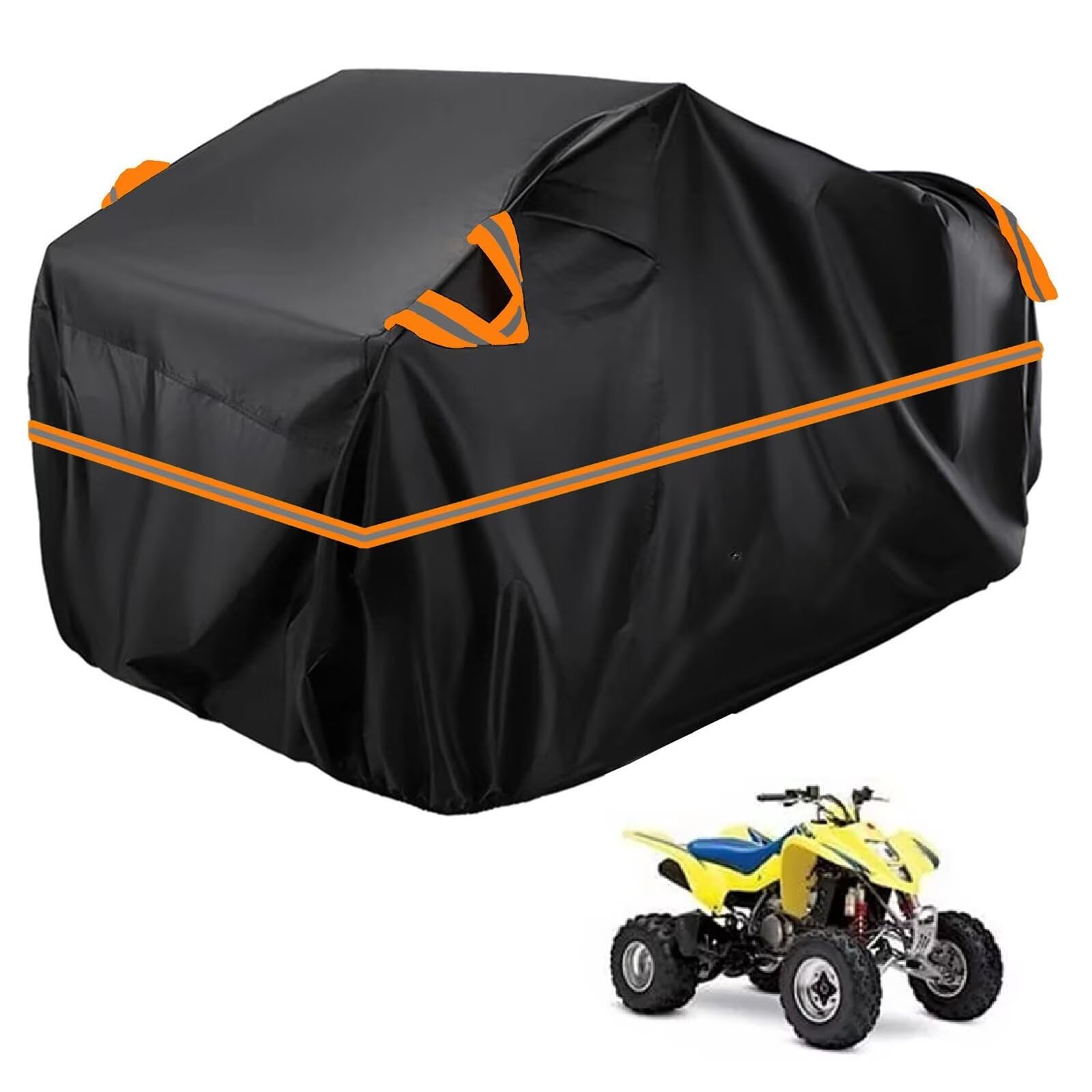 Funda Quad ATV Compatible con Suzuki QuadSport Z400 2004-2024, 210D Todo Clima, Resistente al Sol, a la Lluvia, Nieve Polvo, Funda Quad Bolsa de Almacenamiento (Black Orange)