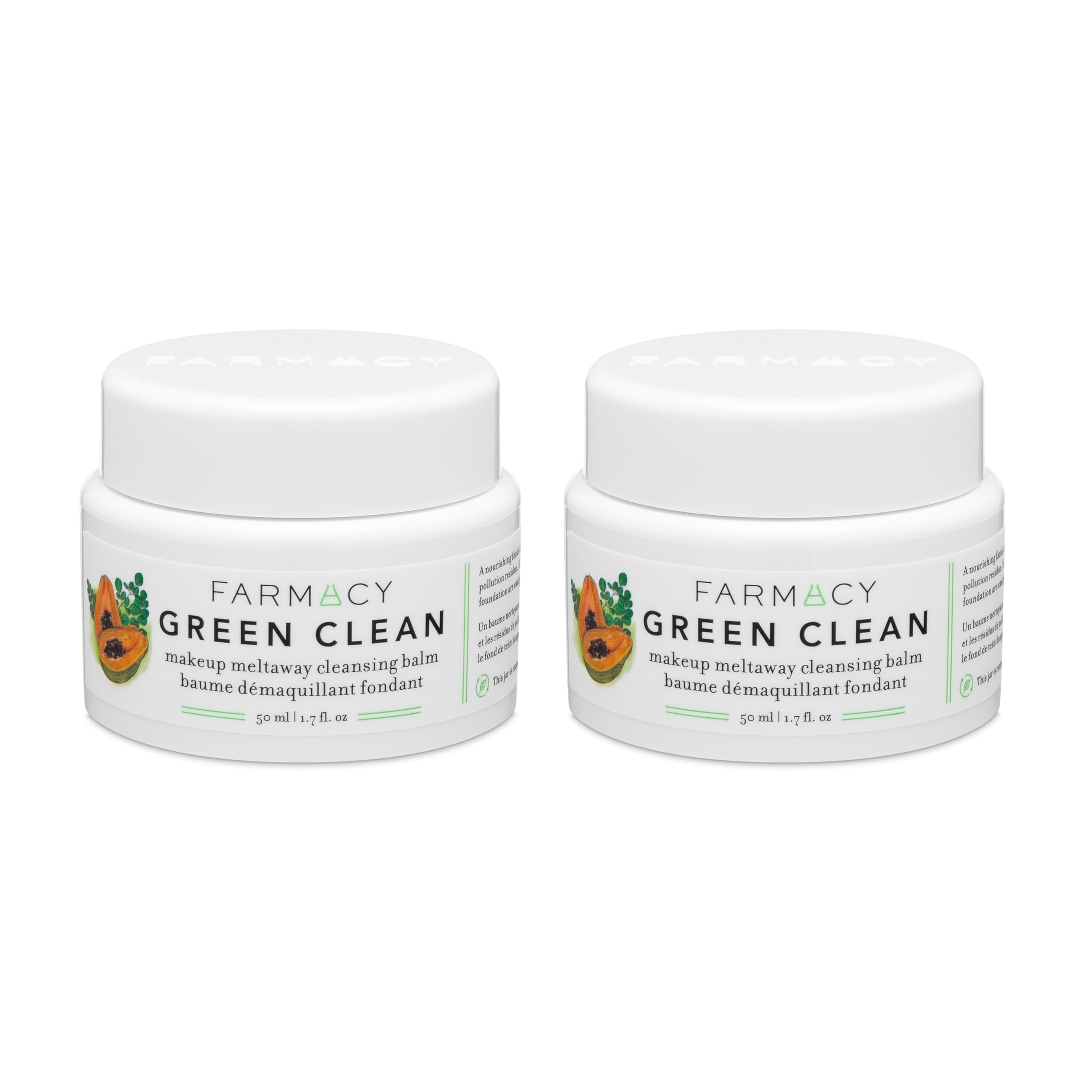 Farmacy Makeup Remover Cleansing Balm Bundle - Green Clean Waterproof Makeup Remover + Oil Based Cleanser - Gentle Exfoliating Double Cleanser - Melts