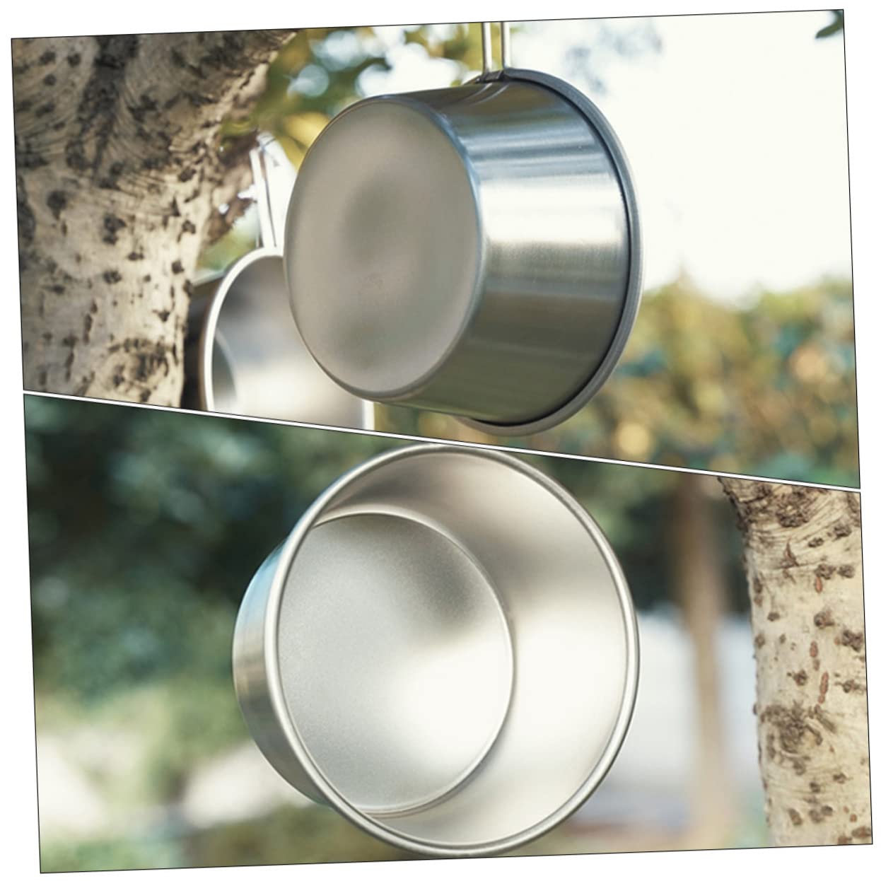 NAMOARLY Portable Stainless Steel Camping Bowl with Scale Outdoor Soup Bowl for Hiking Picnic