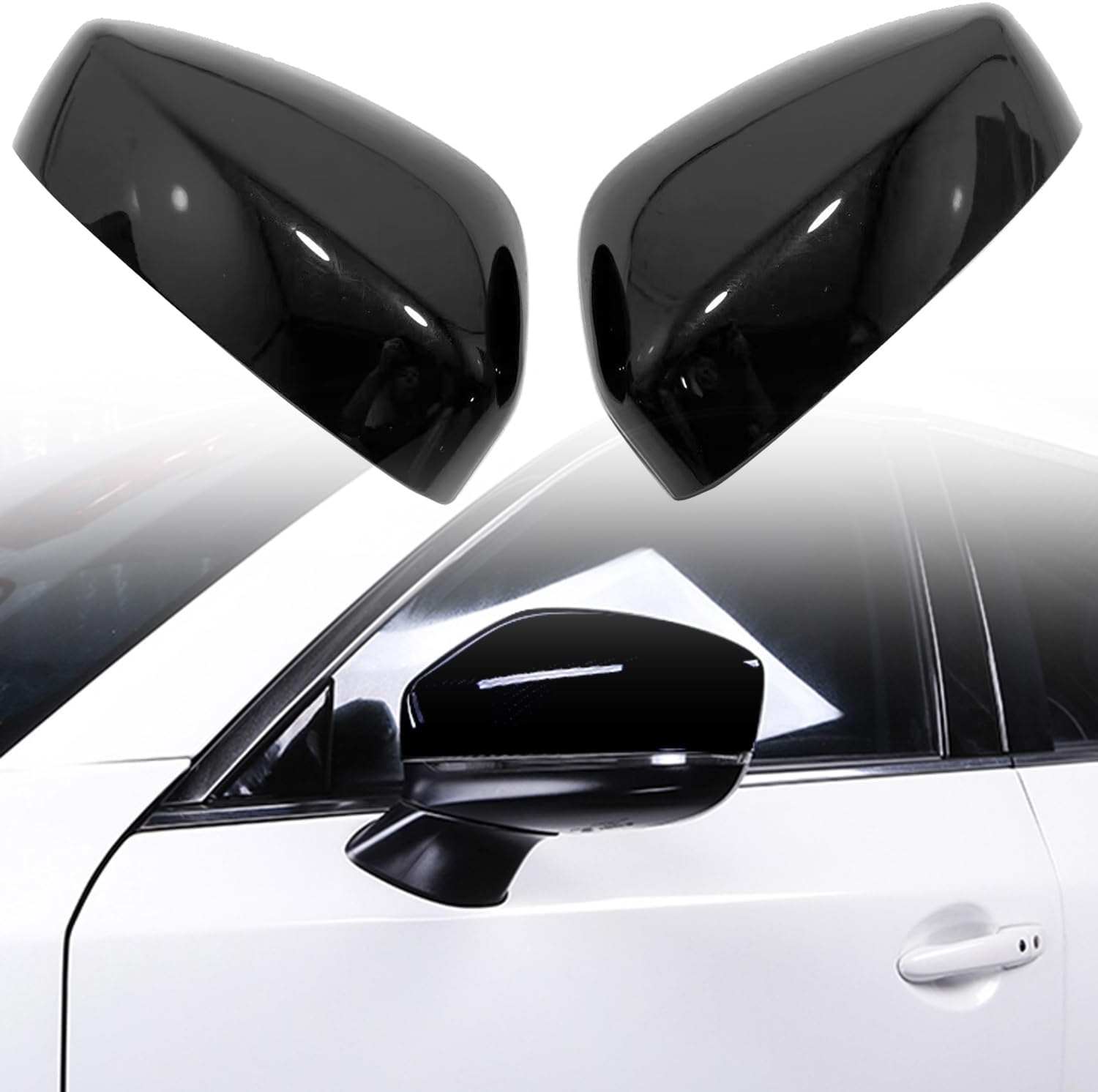 for Mazda CX-5 2017-2024 Glossy Black Rearview Side Door Mirror Cover Trim 2pcs Car Accessories