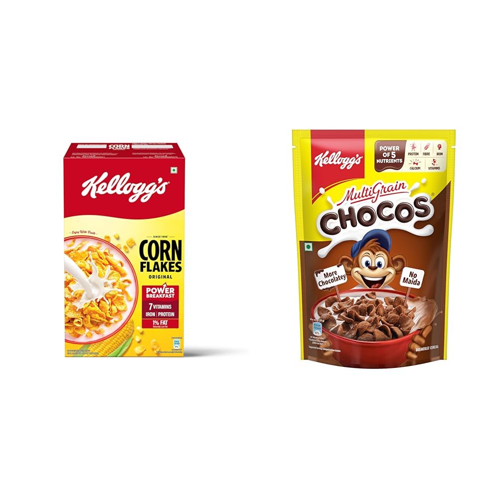 Kellogg's Corn Flakes Original 475g | Power of 5: Energy, Protein, Iron, Calcium, Vitamins B1, + Kellogg's Multigrain Chocos, 385G | Multigrain Energy, More Chocolatey | No-Maida | Power Of 5-picture-28