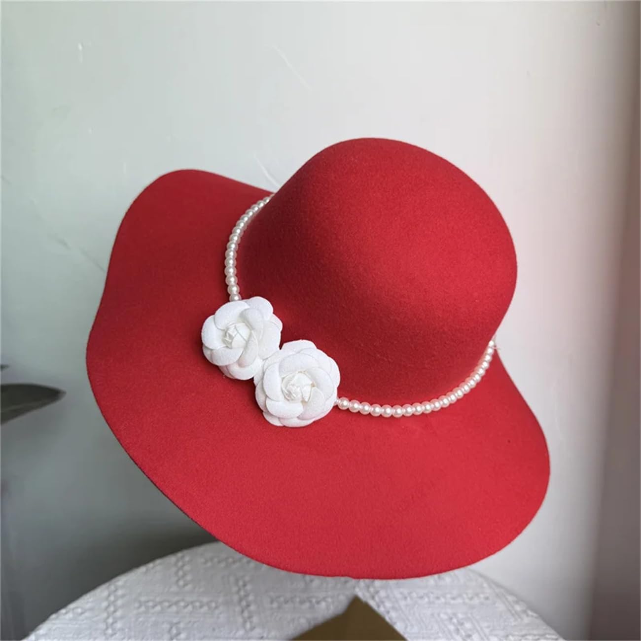 Francese Fedora Cappello Donna 10Cm Tesa Larga Feltro Cap Inverno E Autunno Matrimonio Jazz Cappelli