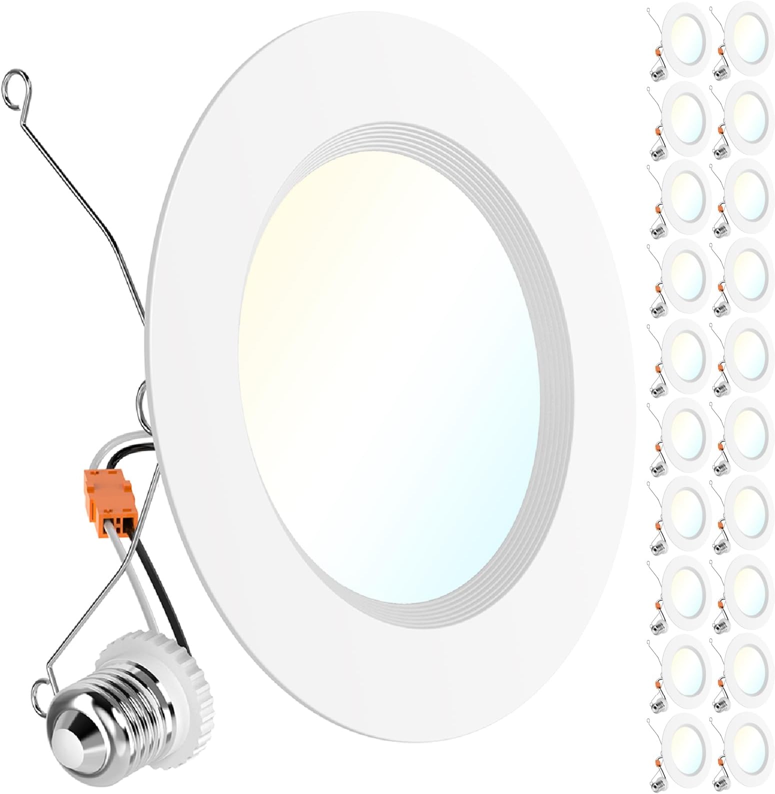 Sunco 20 Pack LED Recessed 6 Inch, High Brightness 1700 LM, Selectable ...