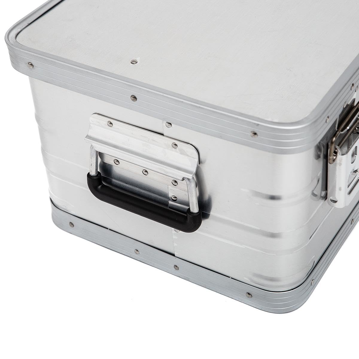 Allpax Aluminium Behälter mit Deckel - 37,9 Liter - 51,7 x 32,1 x 23,0 cm - korrosionsbeständig - mit Gummidichtung und 2 Klapphandgriffen - Aluminiumbox, Transportkiste, Werkzeugkiste, Lagerbox
