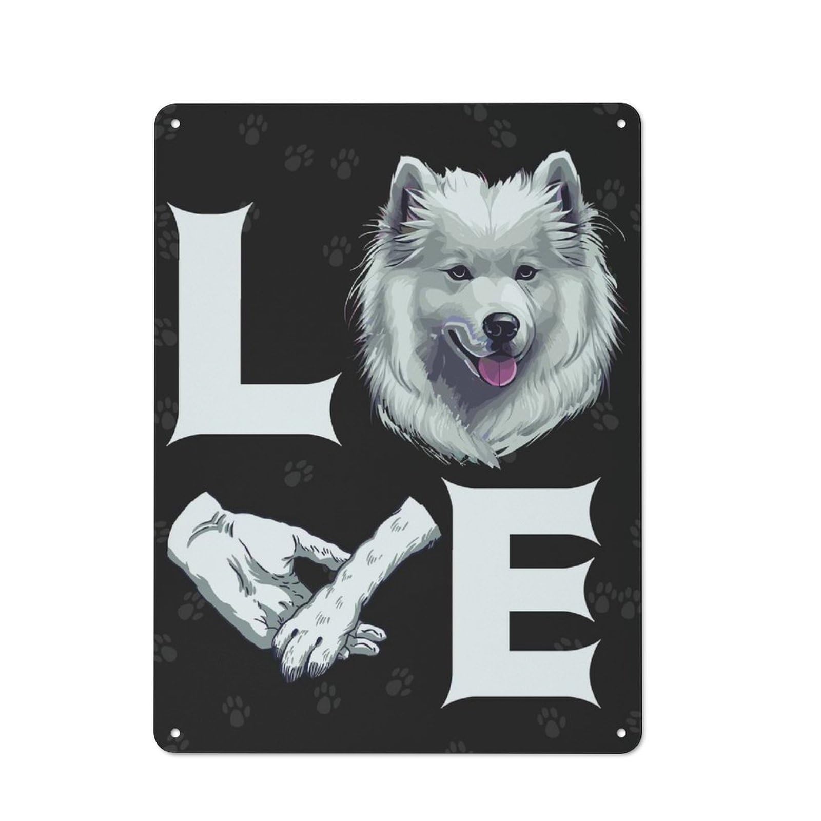 Understated Office Metal Sign 40x30cm Featuring Cute Love Samoyed, Studio Wall Plaque for Office, Study, Studio Or Hallway