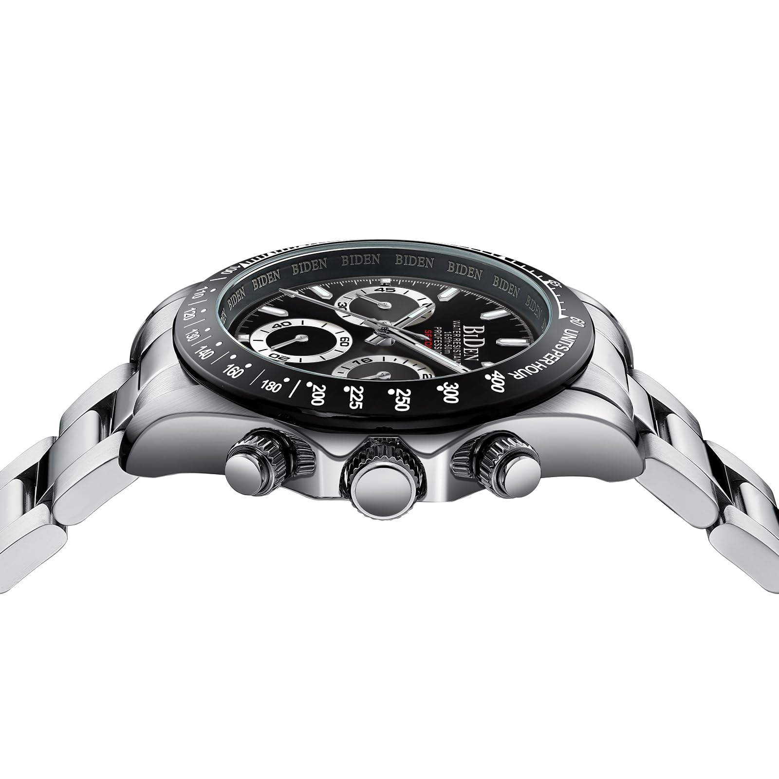 HANPOSH Reloj Hombre Cronógrafo de Acero Inoxidable(Plata Negro11)