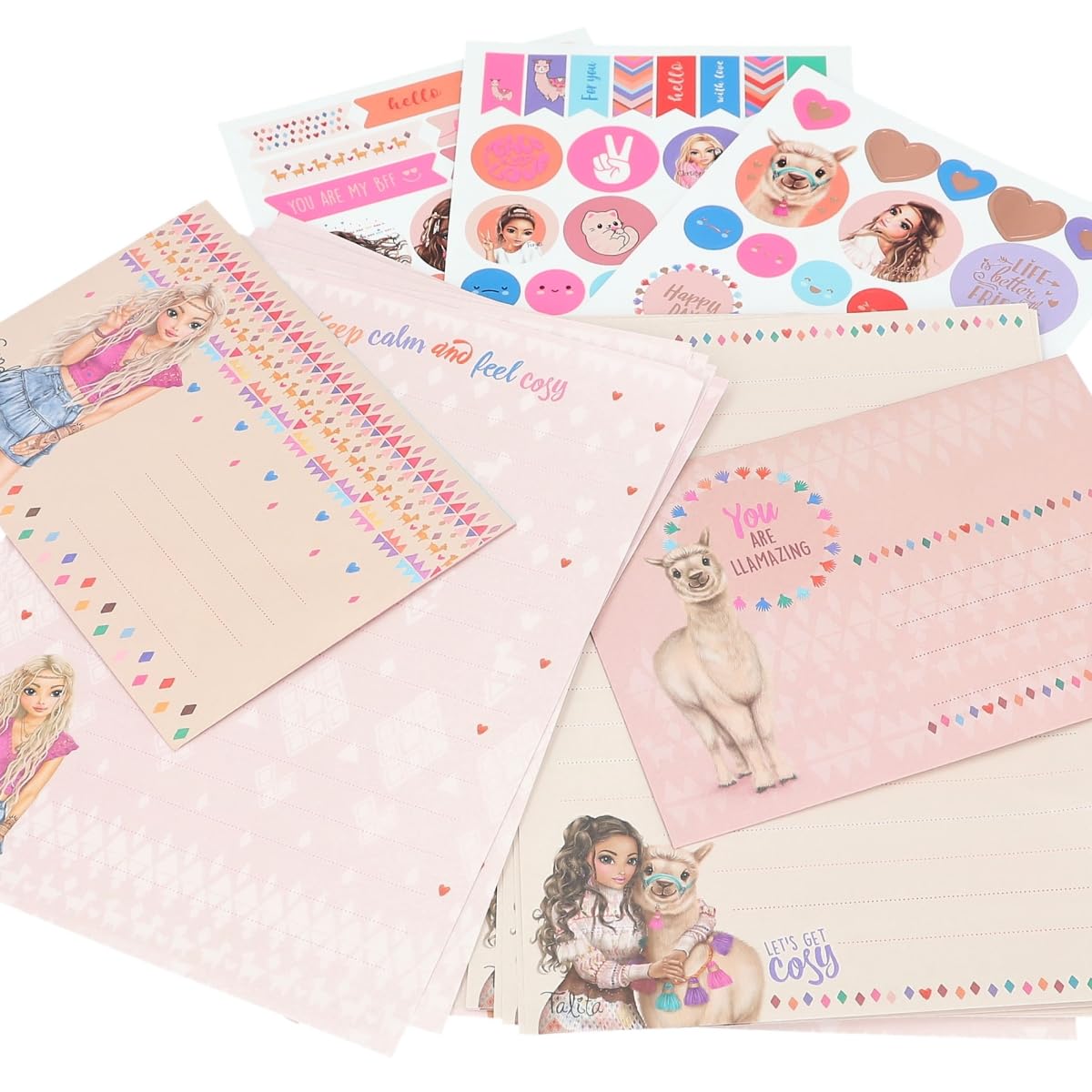 Depesche TOPModel Cosy 12715 Set de papier à lettre, 24 feuilles, enveloppes, autocollants Noir