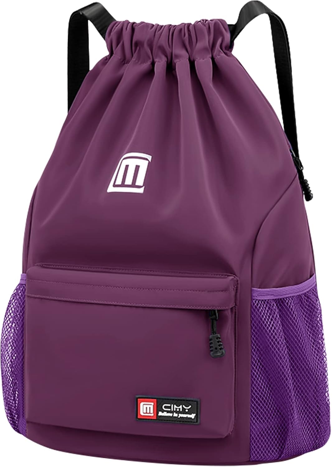 Pystuvo Drawstring Gym Bag, Large Drawstring Bags With Mesh Pockets