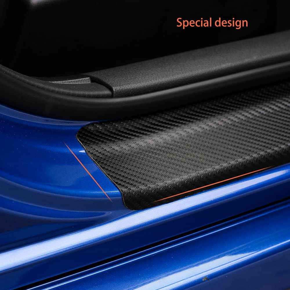 Thenice for 11th Gen Civic Door Entry Guard Sticker Carbon Fiber Style Leather Threshold Bar Anti-Dirty Scuff Plate for Honda Civic 2022 Door Sill Protector