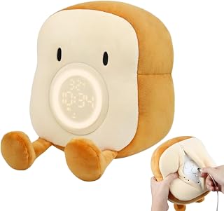 Genérico Toast Lamp, Digital Alarm Clock Cute Nightlight, 9.06x6.5x4.72 inches Rechargeable Bedside Light, Cell Phone Holder with Timer, Dimmable Room Decor for Bedroom, Living Room, Desk