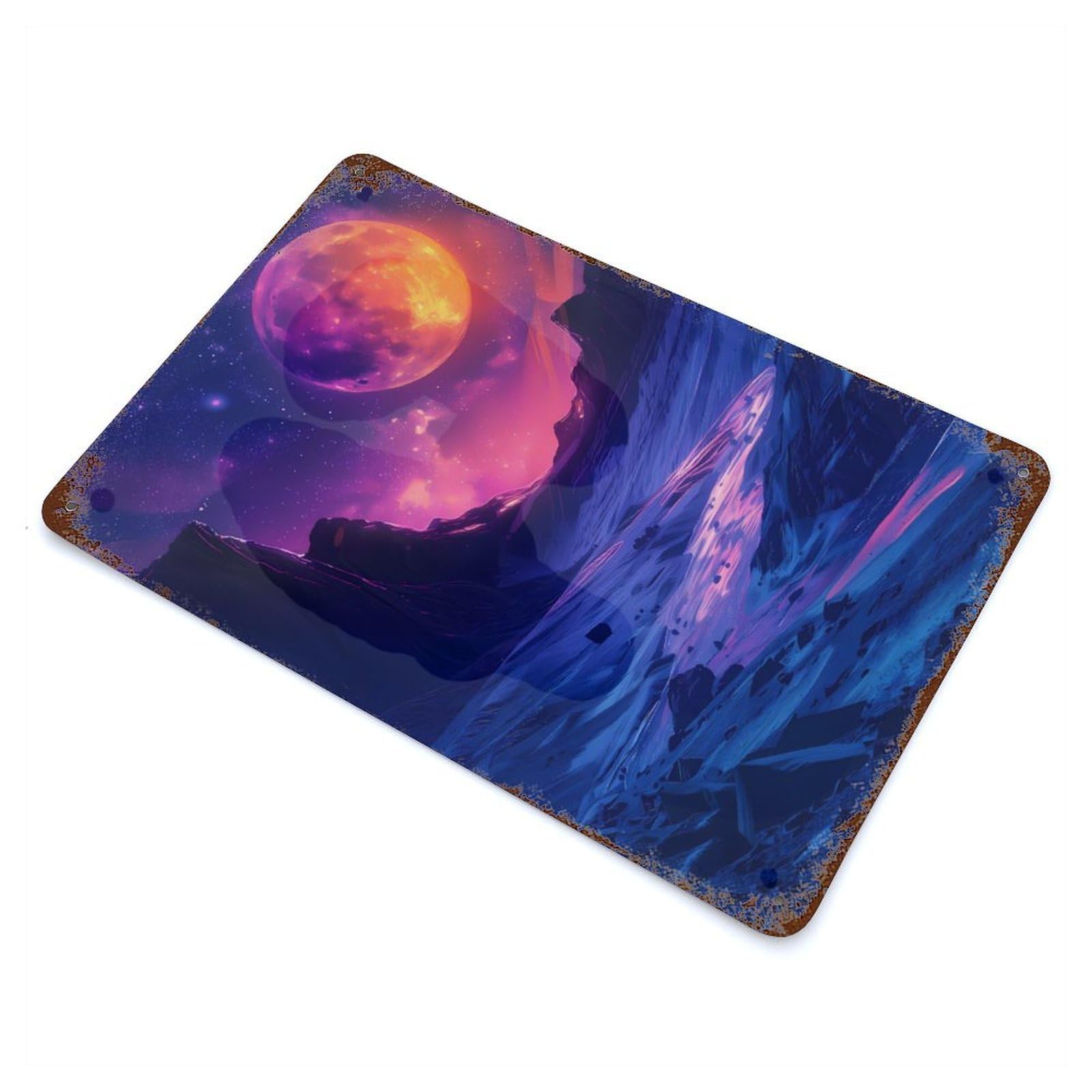 Galactic Stream Planet Rust Effect Tin Sign 11.8"x7.9", Retro Wall Decor for Patio, Garden Room And Bar Decor