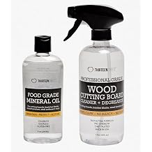 Thirteen Chefs Cutting Board Maintenance Kit - Mineral Oil 8oz & Wood Cleaner Spray 16oz - Food Grade Butcher Block Conditioner & Cleaner