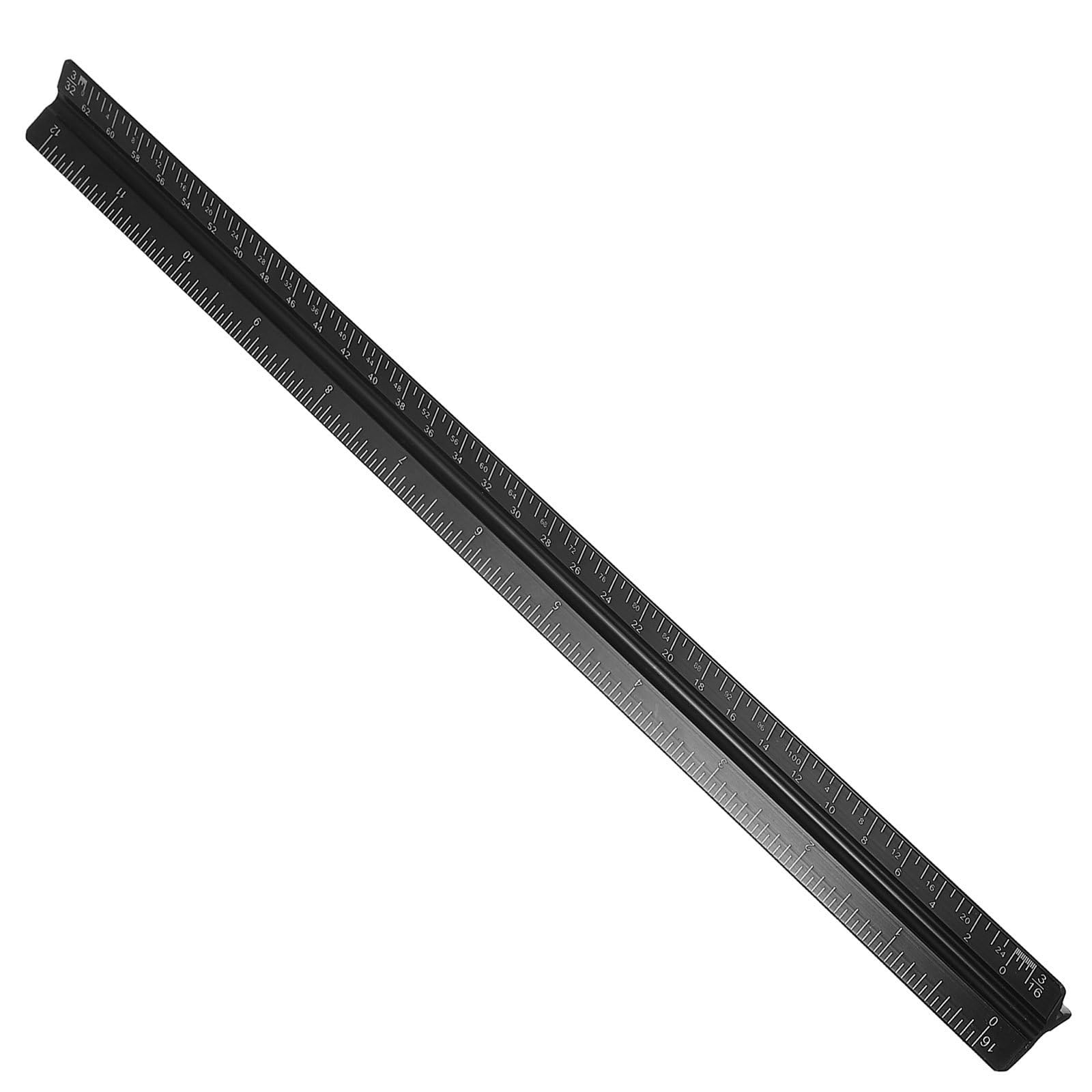 Regla de dibujo técnico triangular de 30cm POPETPOP con escala bidireccional de aleación metálica 8