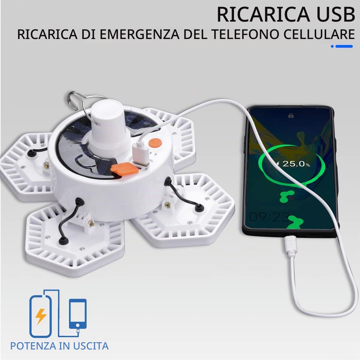 169 Solare Lampada LED da Campeggio, Tenda USB Lanterna Ricaricabile Pieghevole, con Telecomando Power Bank Appeso Lavoro Luce Camp Lampada 5 Modalità Impermeabile 360 ° Luminoso 10000 Lumen